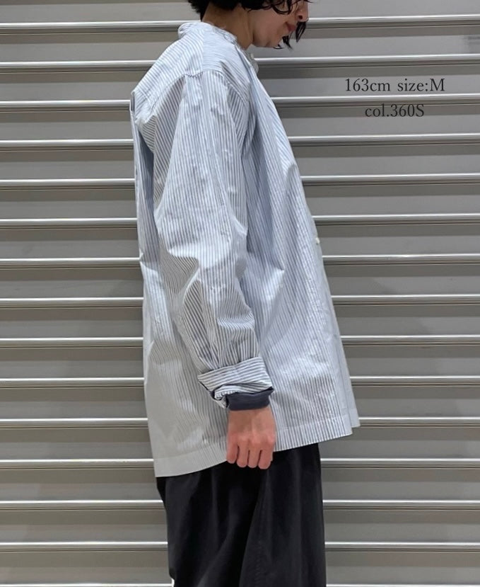 NVL2613 POPLIN STRIPE BANDED COLLAR L/SL SHIRT