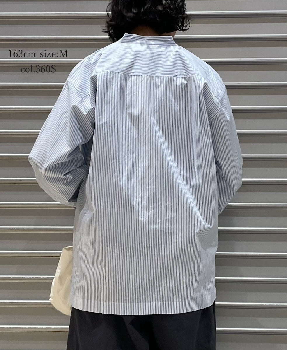 NVL2613 POPLIN STRIPE BANDED COLLAR L/SL SHIRT