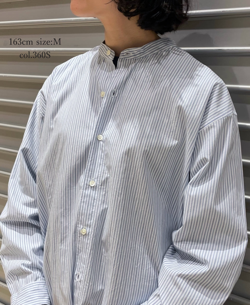 NVL2613 POPLIN STRIPE BANDED COLLAR L/SL SHIRT