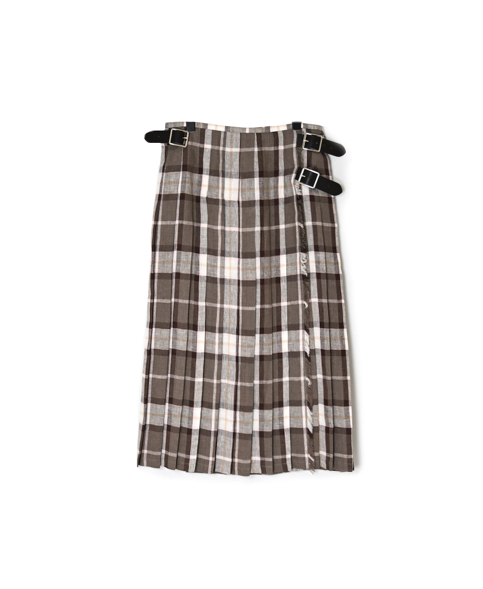 NOD0901 ILISH LINEN  LOW WAIST PLEATS WRAP SKIRT LENGTH 80cm (WITH PIN)