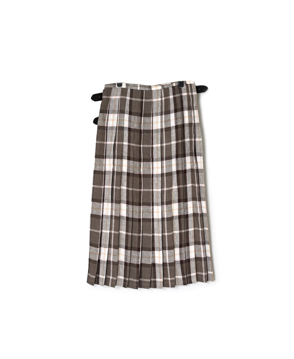 NOD0901 ILISH LINEN  LOW WAIST PLEATS WRAP SKIRT LENGTH 80cm (WITH PIN)