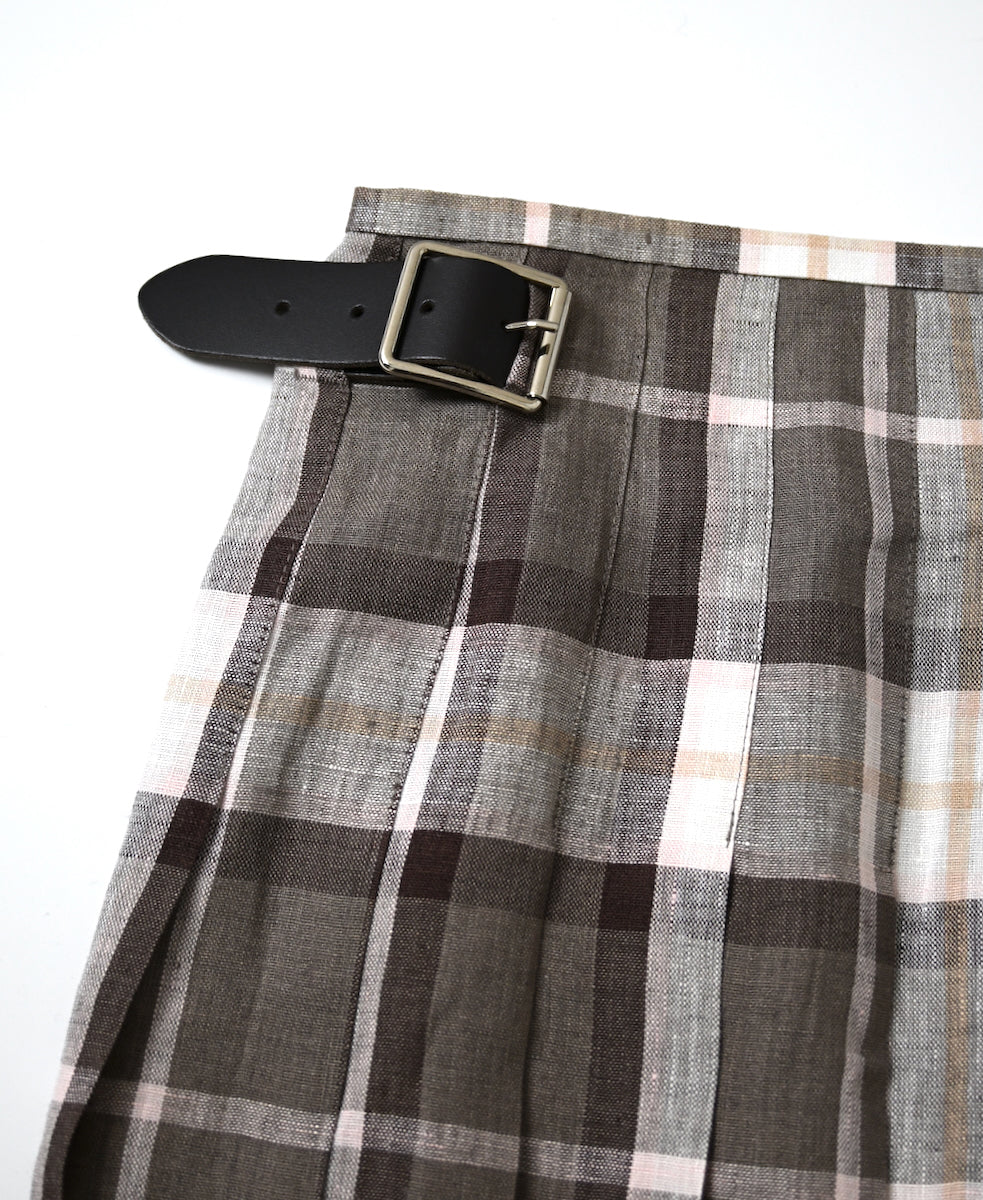 NOD0901 ILISH LINEN  LOW WAIST PLEATS WRAP SKIRT LENGTH 80cm (WITH PIN)