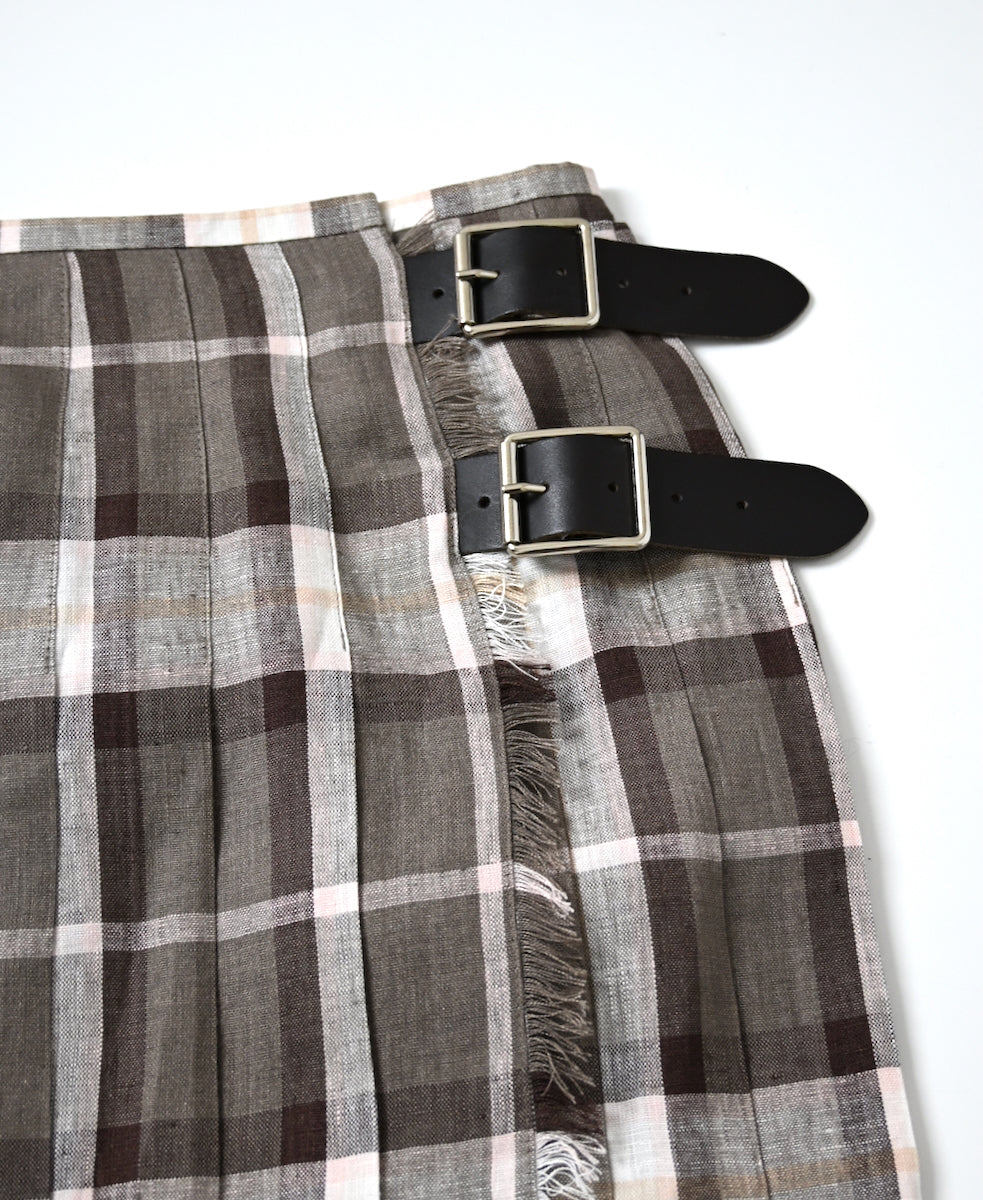 NOD0901 ILISH LINEN  LOW WAIST PLEATS WRAP SKIRT LENGTH 80cm (WITH PIN)