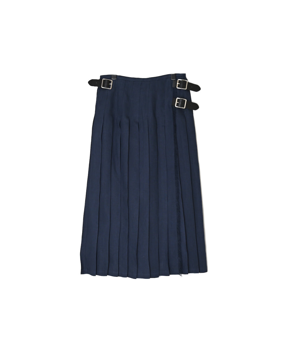 NOD0901 ILISH LINEN  LOW WAIST PLEATS WRAP SKIRT LENGTH 80cm (WITH PIN)