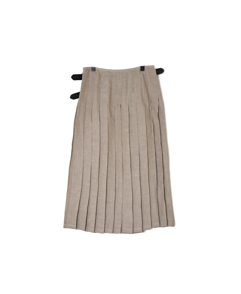 NOD0901 ILISH LINEN  LOW WAIST PLEATS WRAP SKIRT LENGTH 80cm (WITH PIN)