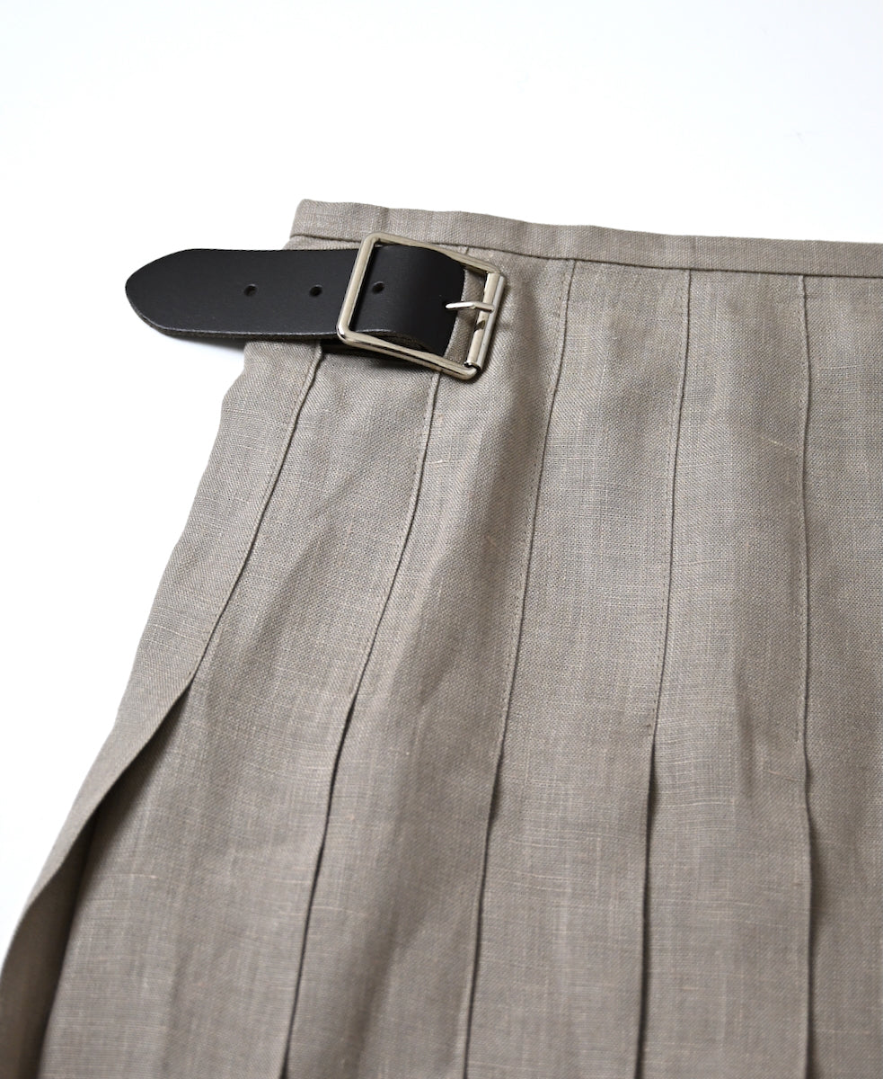 NOD0901 ILISH LINEN  LOW WAIST PLEATS WRAP SKIRT LENGTH 80cm (WITH PIN)