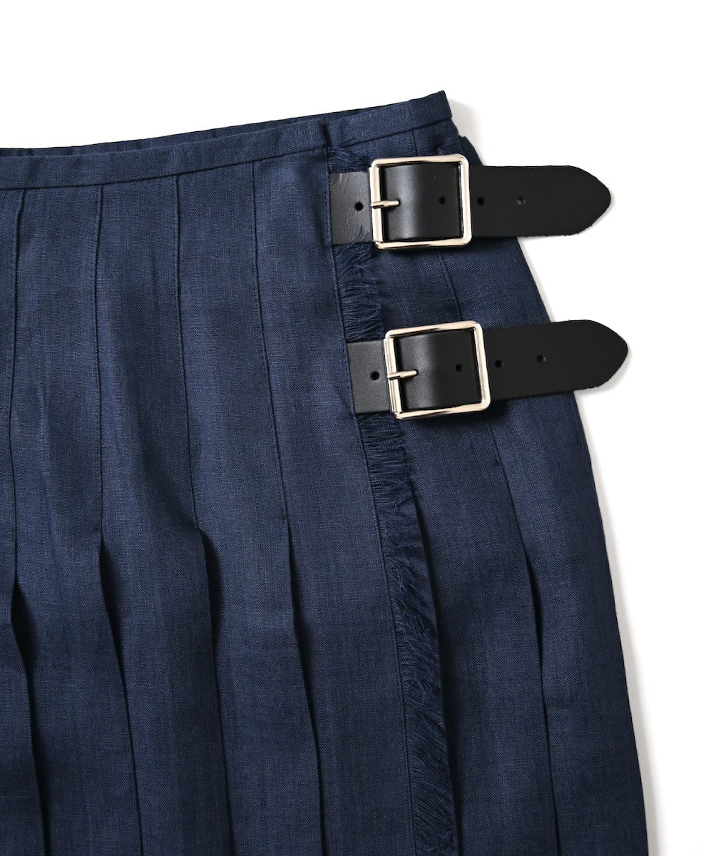 NOD0901 ILISH LINEN  LOW WAIST PLEATS WRAP SKIRT LENGTH 80cm (WITH PIN)