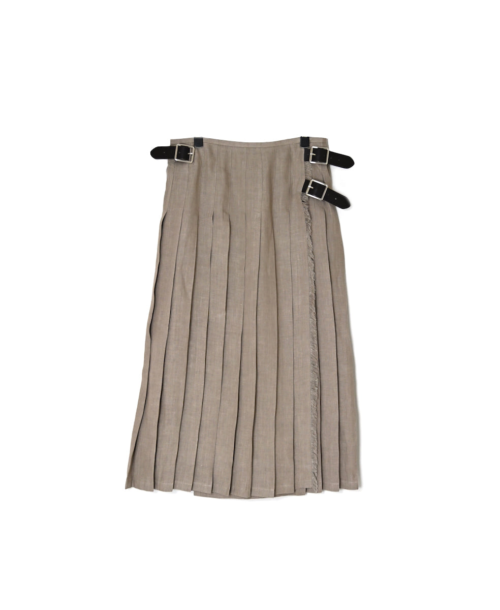 NOD0901 ILISH LINEN  LOW WAIST PLEATS WRAP SKIRT LENGTH 80cm (WITH PIN)
