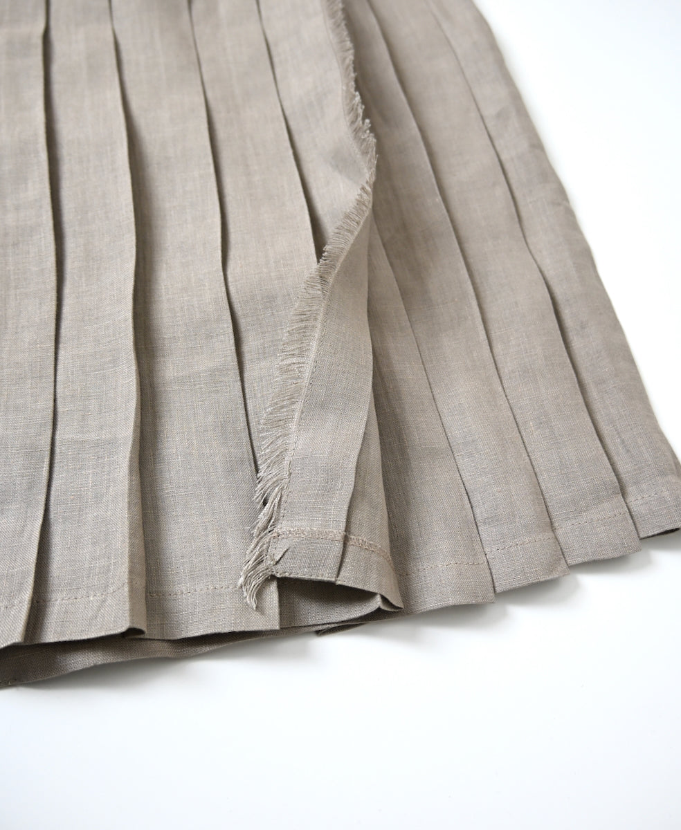 NOD0901 ILISH LINEN  LOW WAIST PLEATS WRAP SKIRT LENGTH 80cm (WITH PIN)