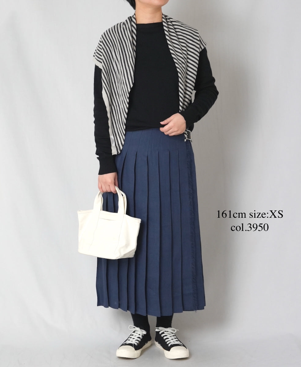 NOD0901 ILISH LINEN  LOW WAIST PLEATS WRAP SKIRT LENGTH 80cm (WITH PIN)
