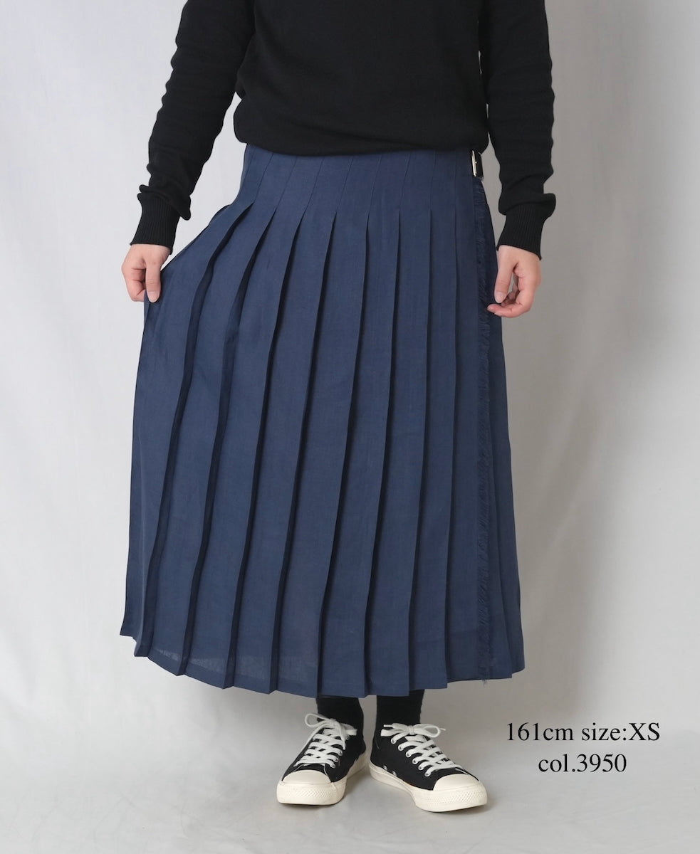 NOD0901 ILISH LINEN  LOW WAIST PLEATS WRAP SKIRT LENGTH 80cm (WITH PIN)