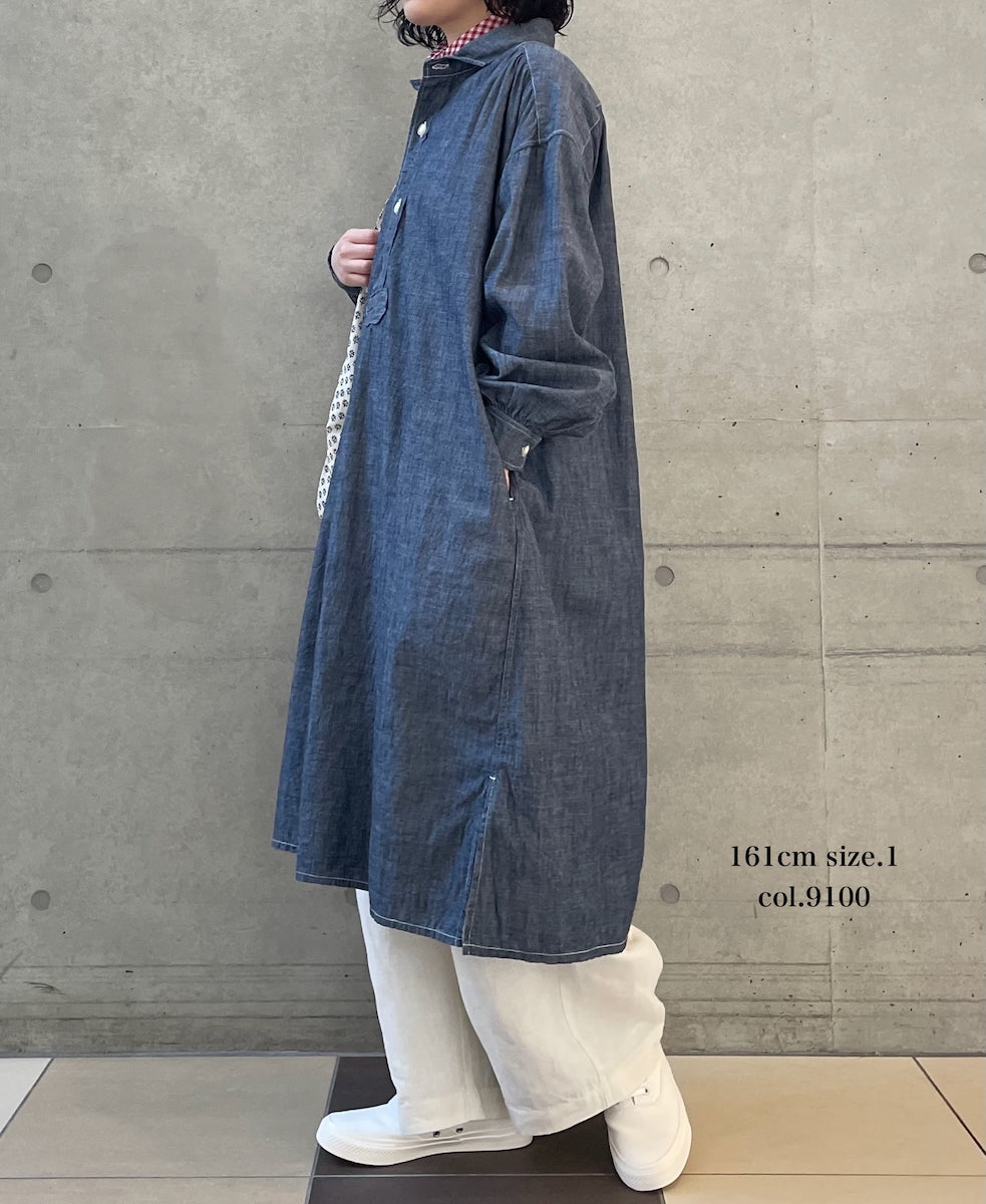 GNMDS2502FL 40s FRENCH LINEN DYED CANVAS 2TUCK WIDE EASY PANTS