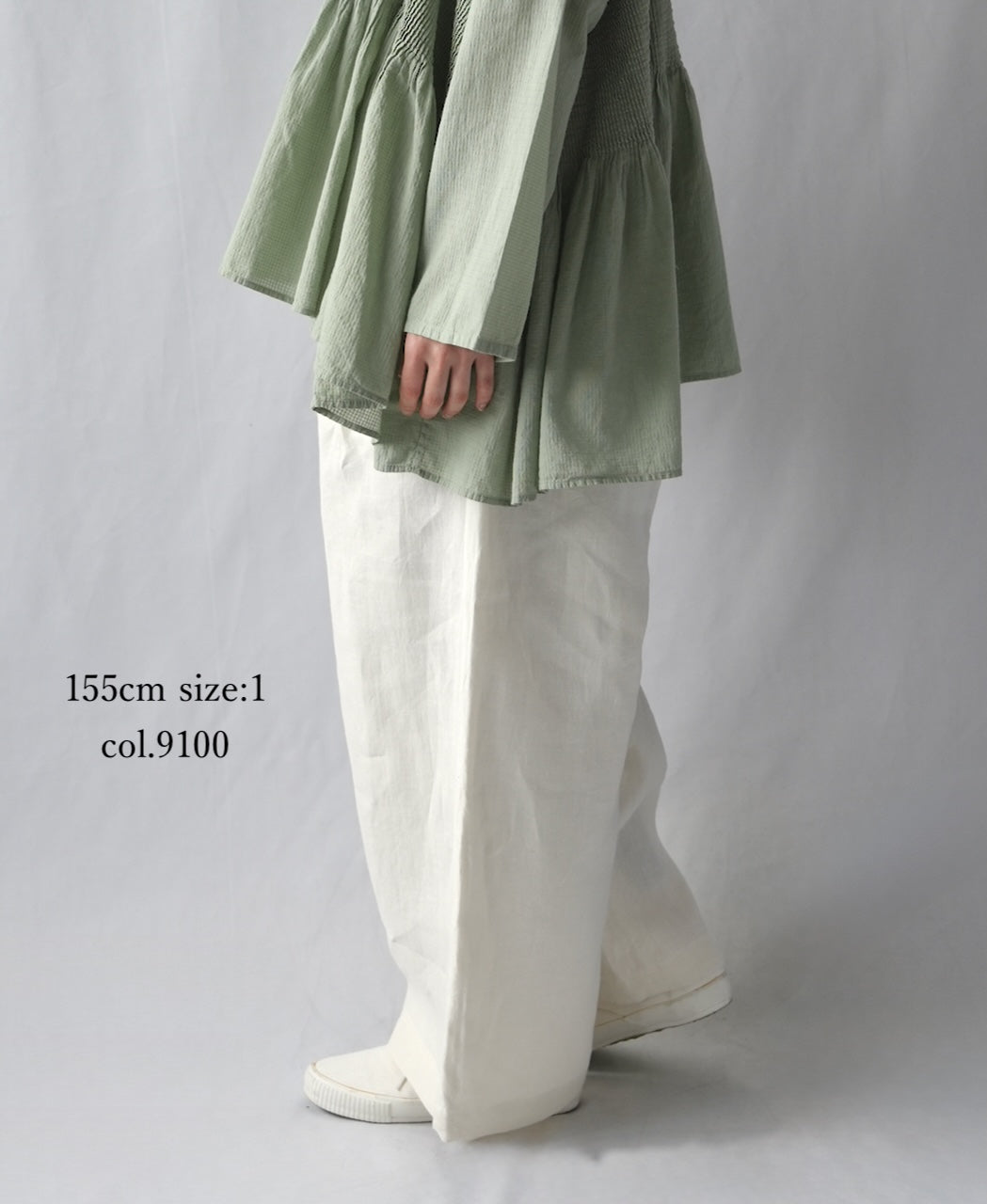 GNMDS2502FL 40s FRENCH LINEN DYED CANVAS 2TUCK WIDE EASY PANTS