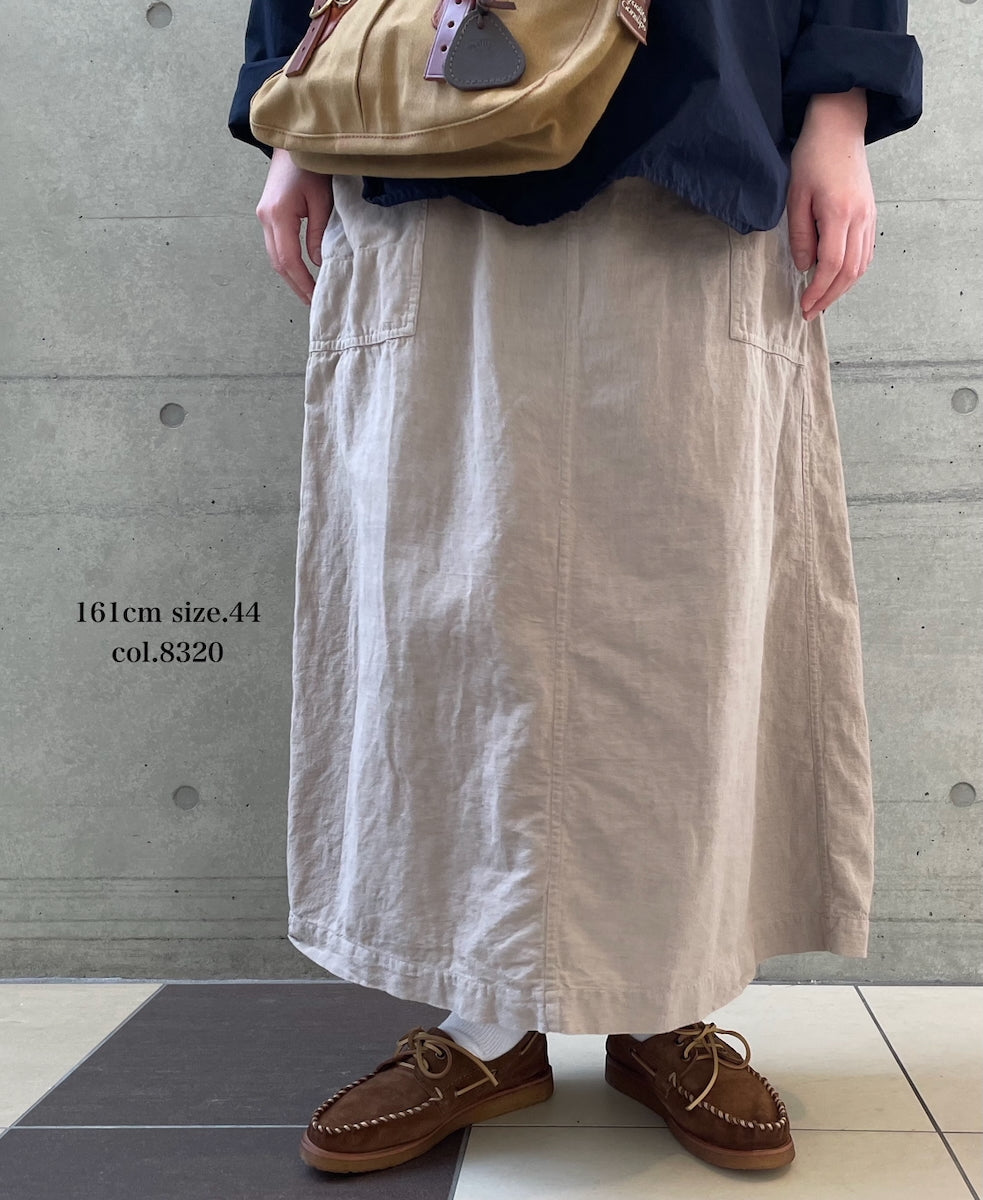 INHT2514CLD COTTON LINEN PLAIN  OVERDYE EASY SKIRT
