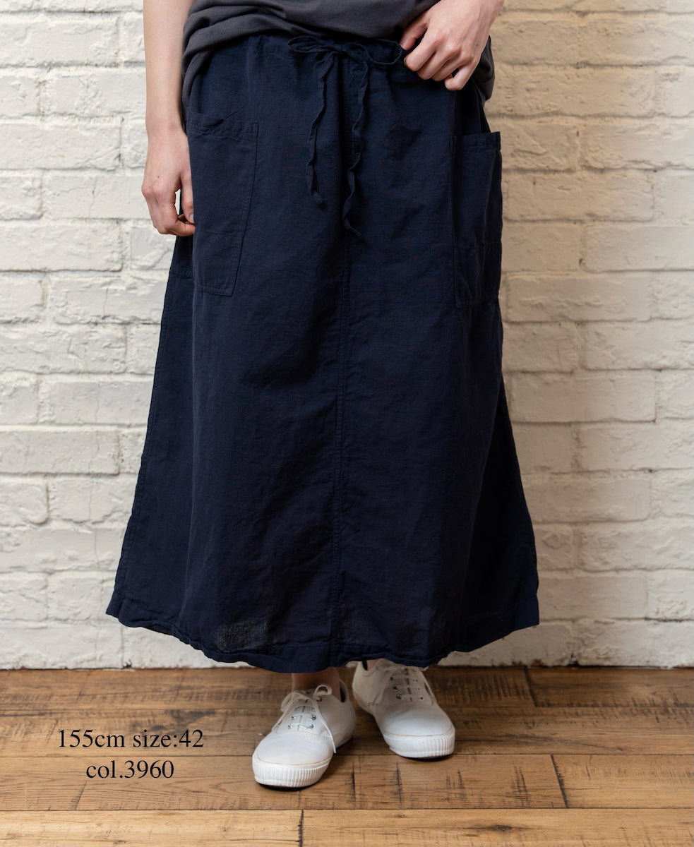 INHT2514CLD COTTON LINEN PLAIN  OVERDYE EASY SKIRT