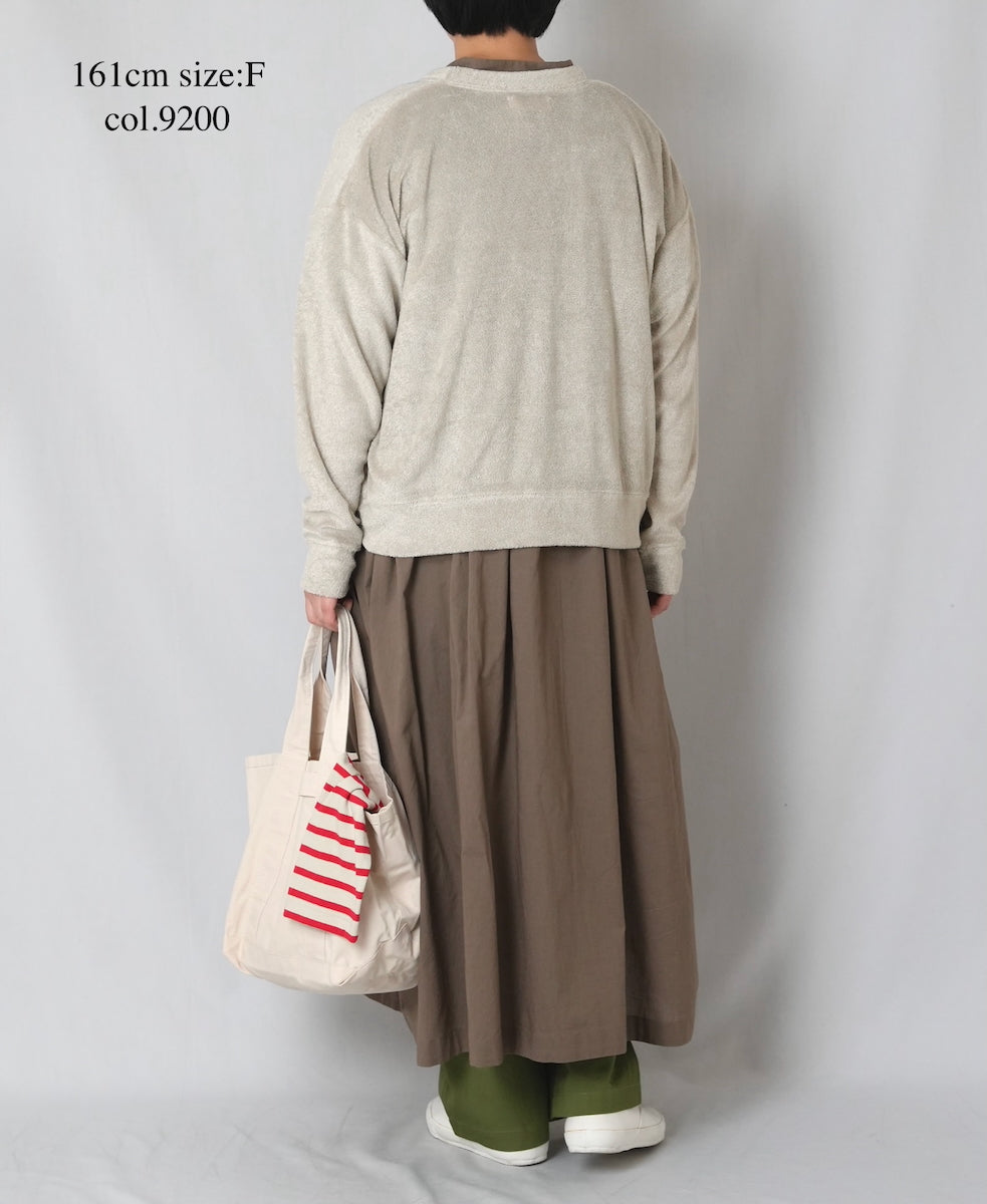 GNSL26031 LINEN/POLYESTER PILE V-NECK 1BUTTON CARDIGAN