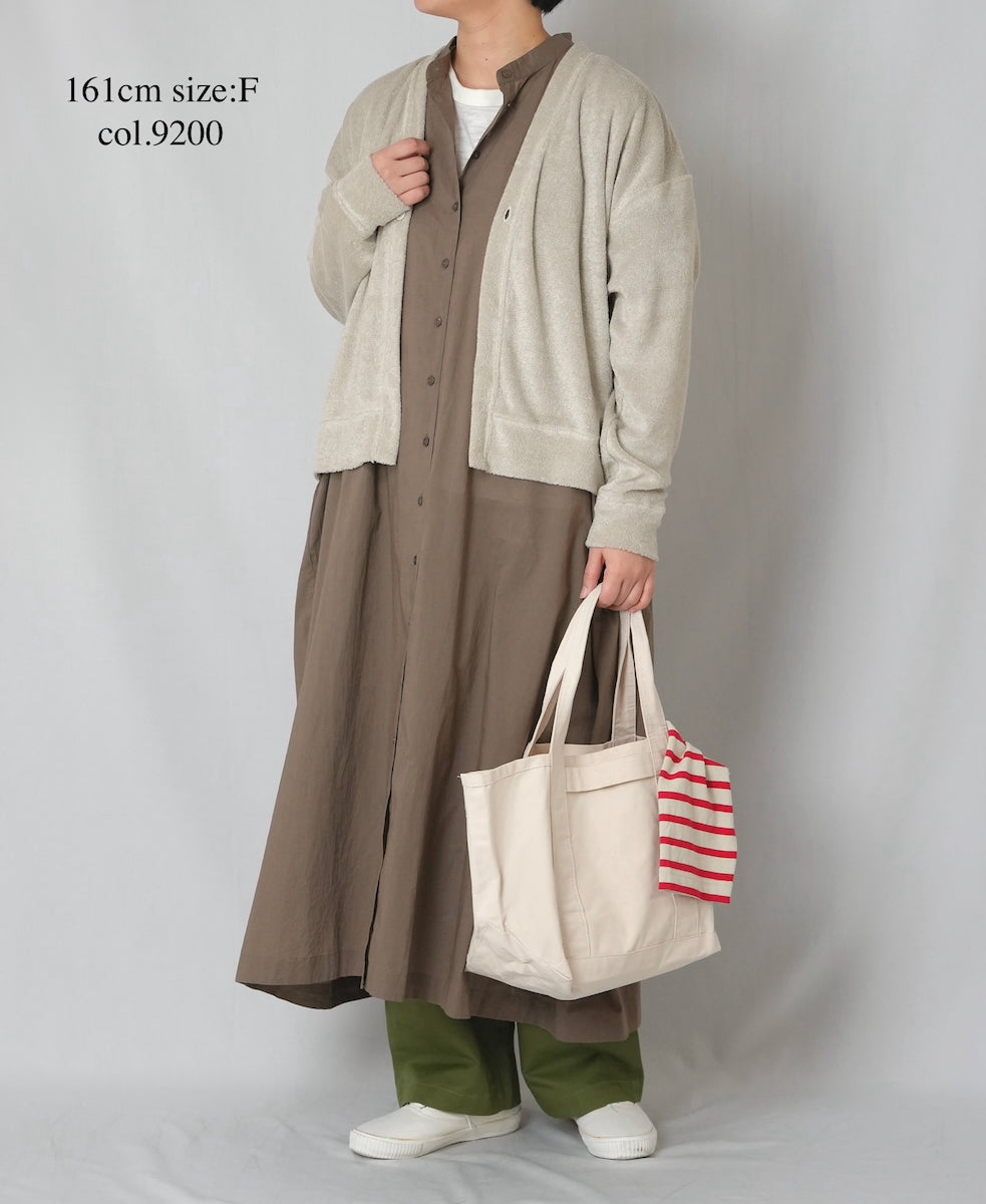 GNSL26031 LINEN/POLYESTER PILE V-NECK 1BUTTON CARDIGAN
