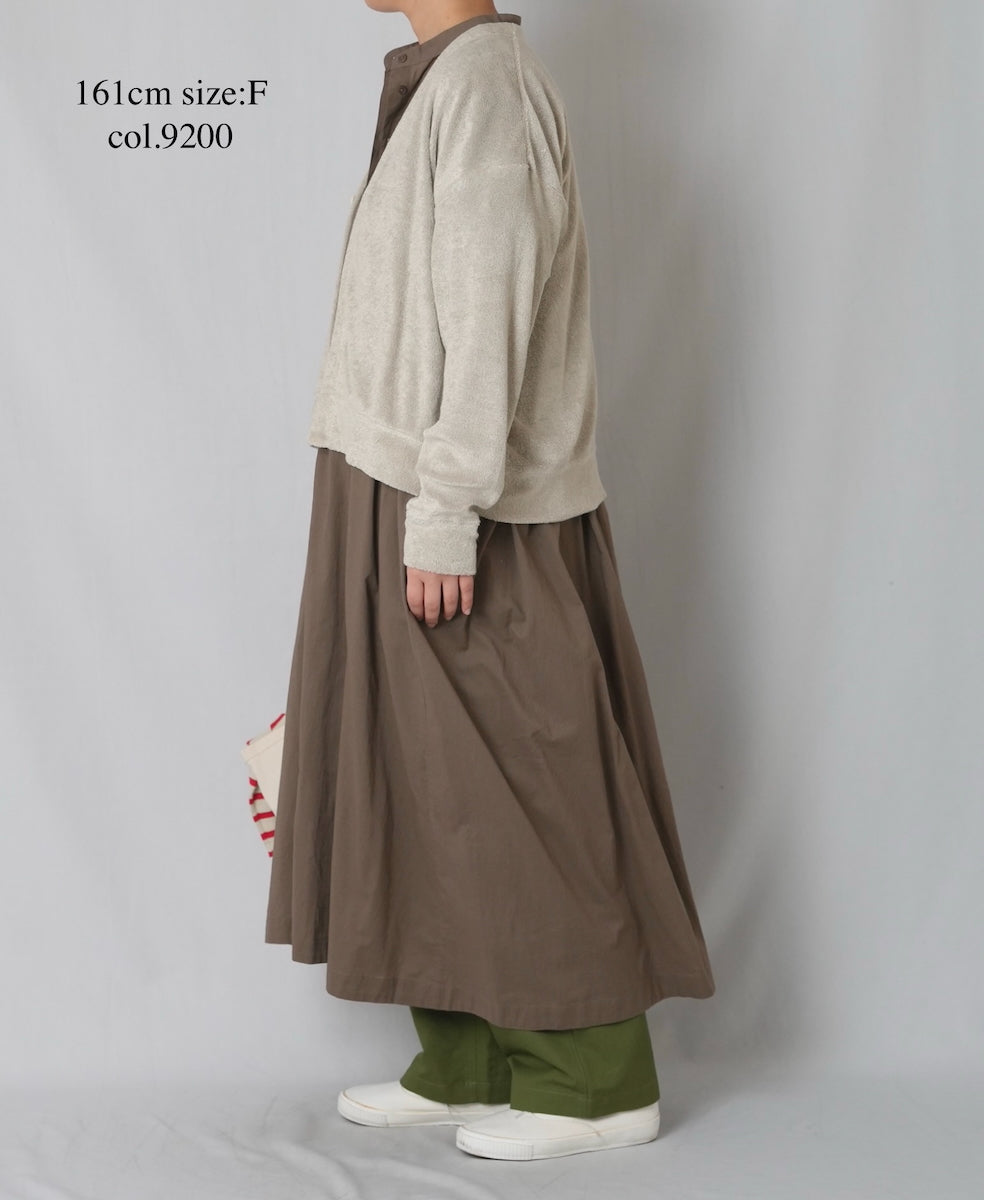 GNSL26031 LINEN/POLYESTER PILE V-NECK 1BUTTON CARDIGAN