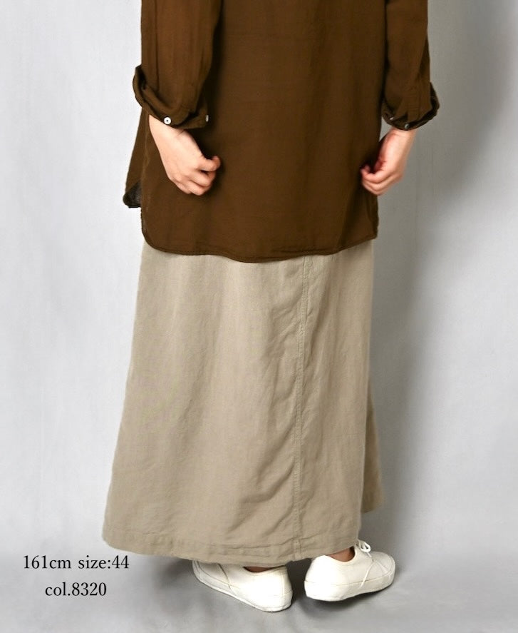 INHT2514CLD COTTON LINEN PLAIN  OVERDYE EASY SKIRT