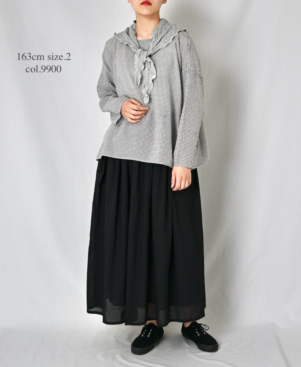NSL26025 80s COTTON VOILE PLAIN GATHERED SKIRT