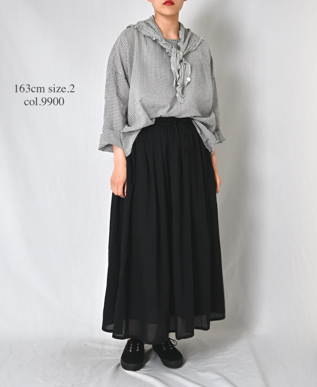NSL26025 80s COTTON VOILE PLAIN GATHERED SKIRT