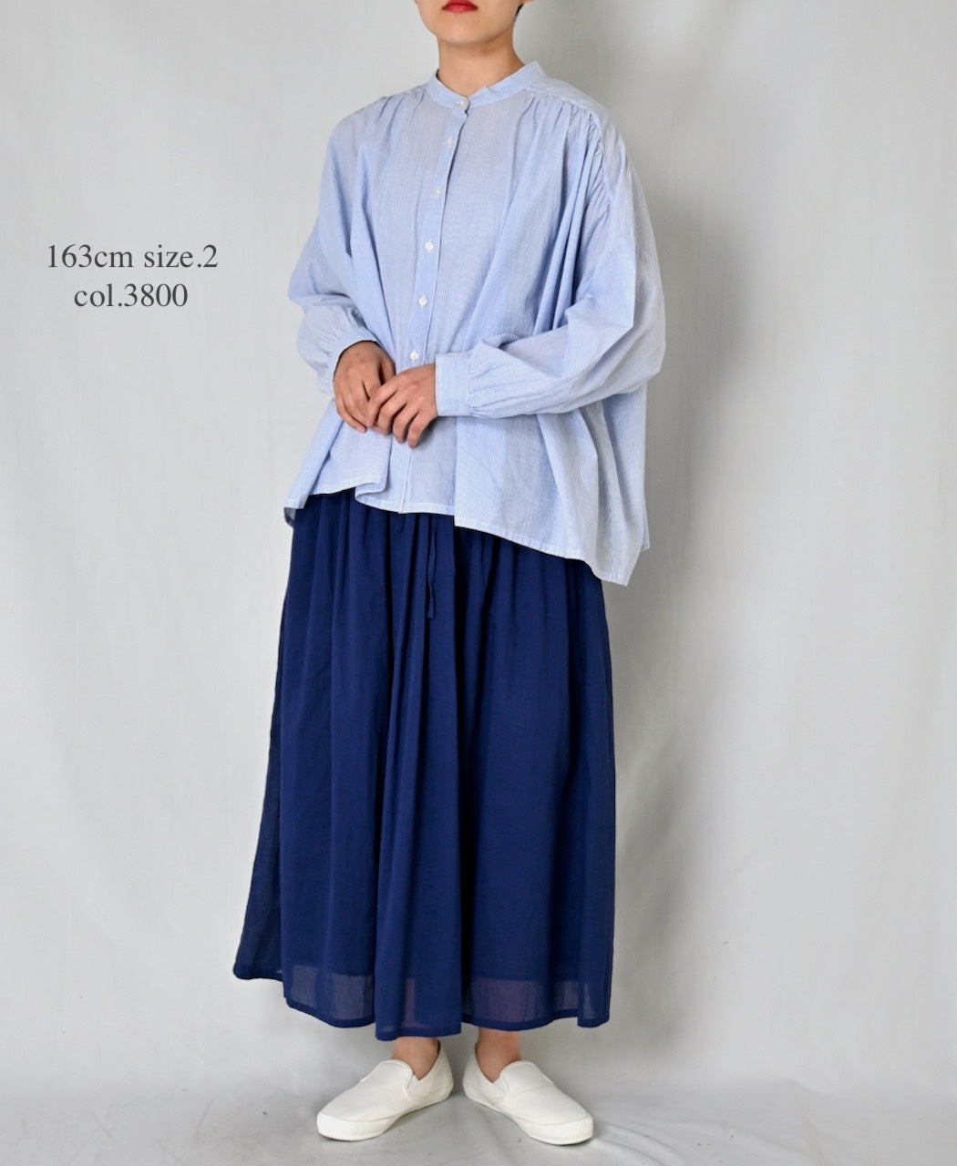 NSL26025 80s COTTON VOILE PLAIN GATHERED SKIRT