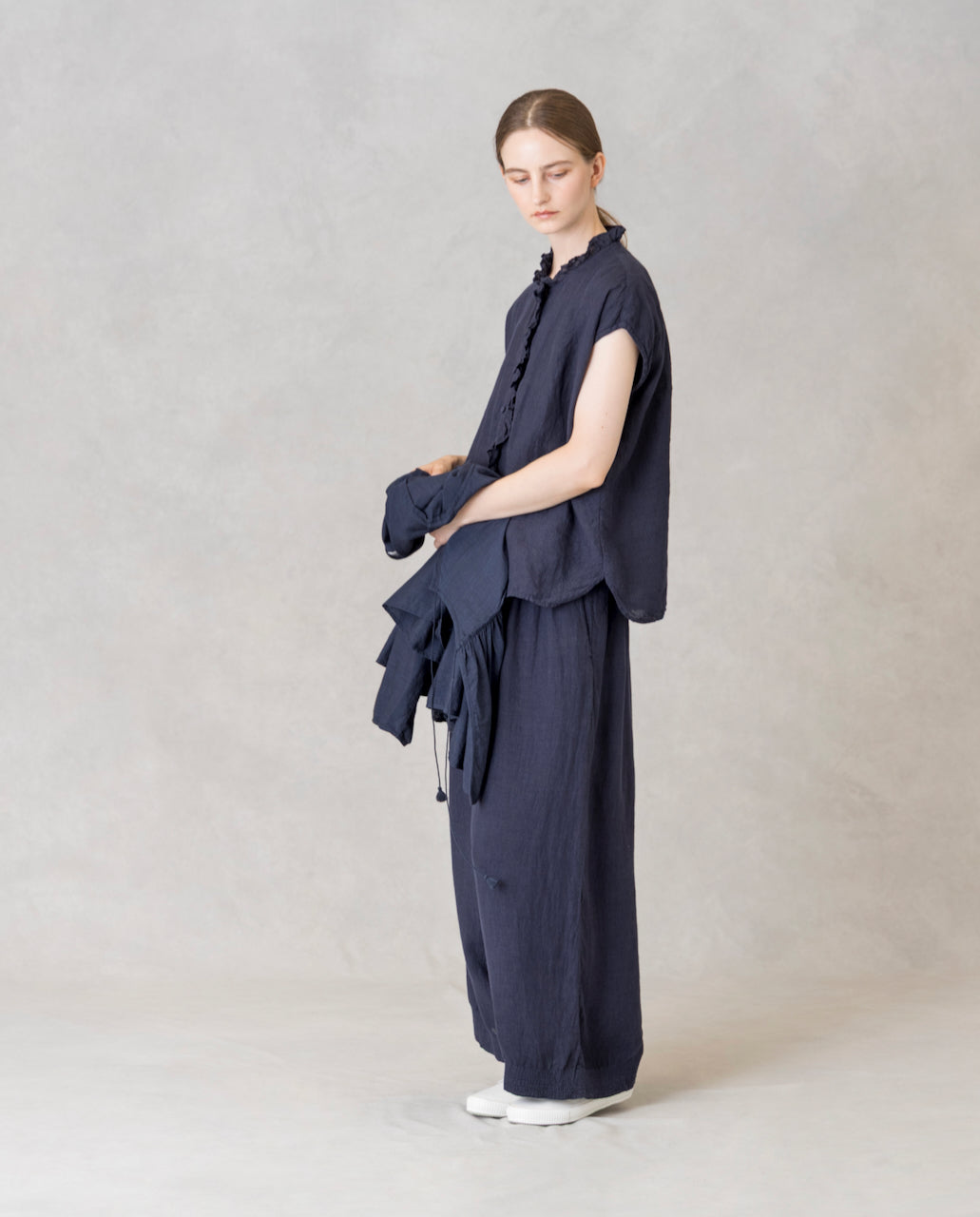 INMDS26005D 60s AUTOLOOM LINEN PLAIN OVERDYE EASY PANTS
