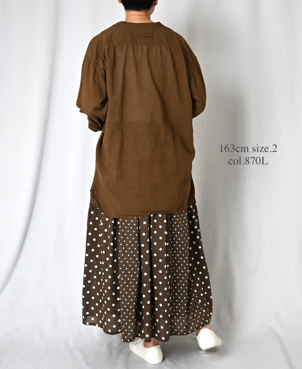 NSL26057 80s COTTON VOILE DOT PRINT PATCHWORK GATHERED SKIRT