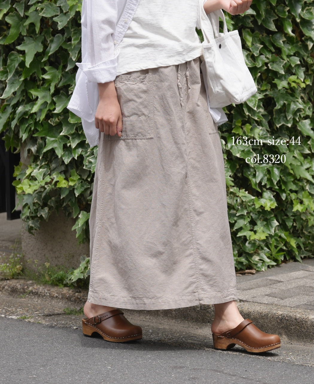 INHT2514CLD COTTON LINEN PLAIN  OVERDYE EASY SKIRT