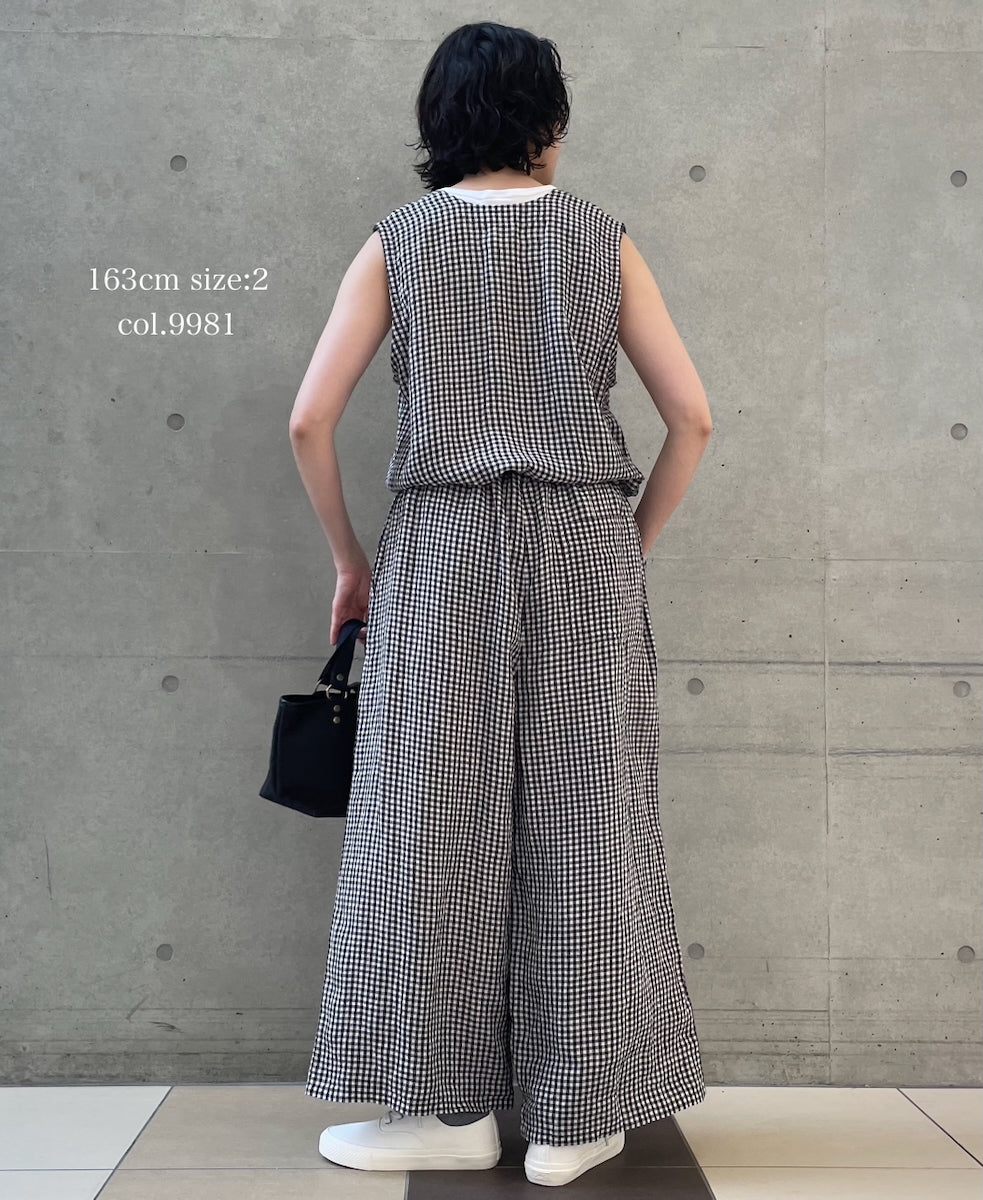 INSL26314 60s LINEN GINGHAM CHECK NO/SL OVERALLS