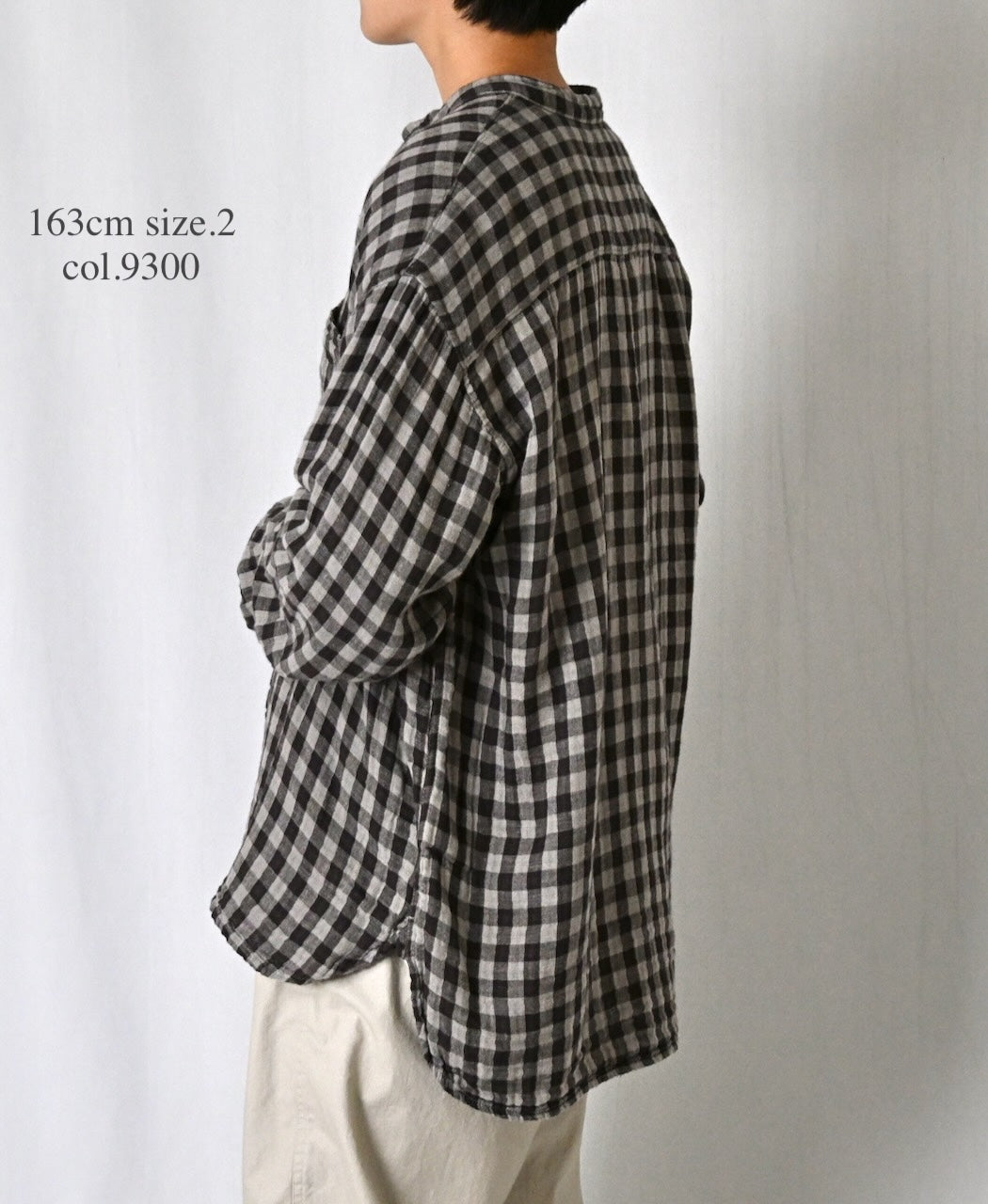INAM2681DGD COTTON DOUBLE GAUZE CHECK OVERDYE UTILITY BANDED COLLAR SHIRT
