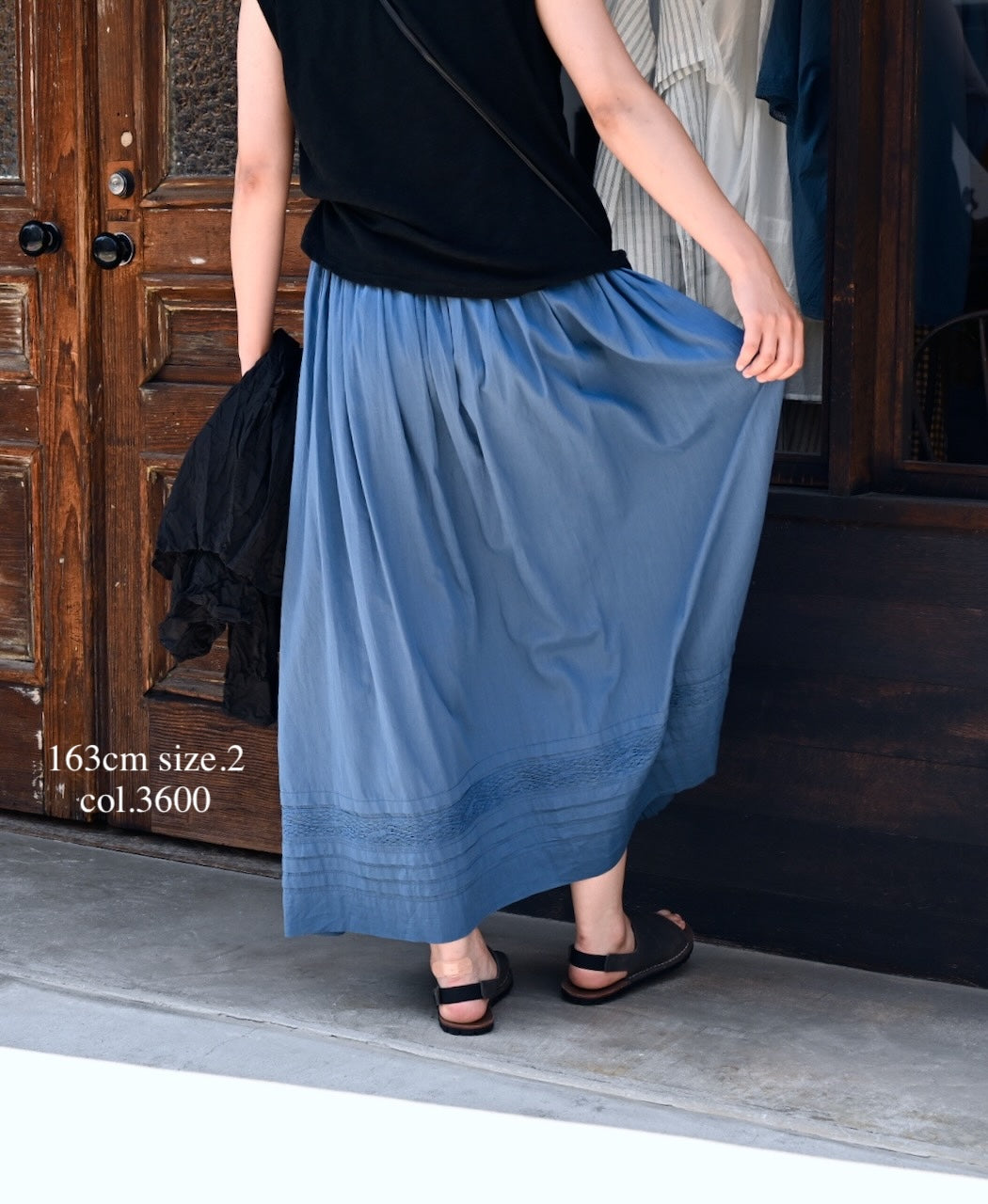 NSL26093 80s COTTON VOILE LACE GATHERED SKIRT