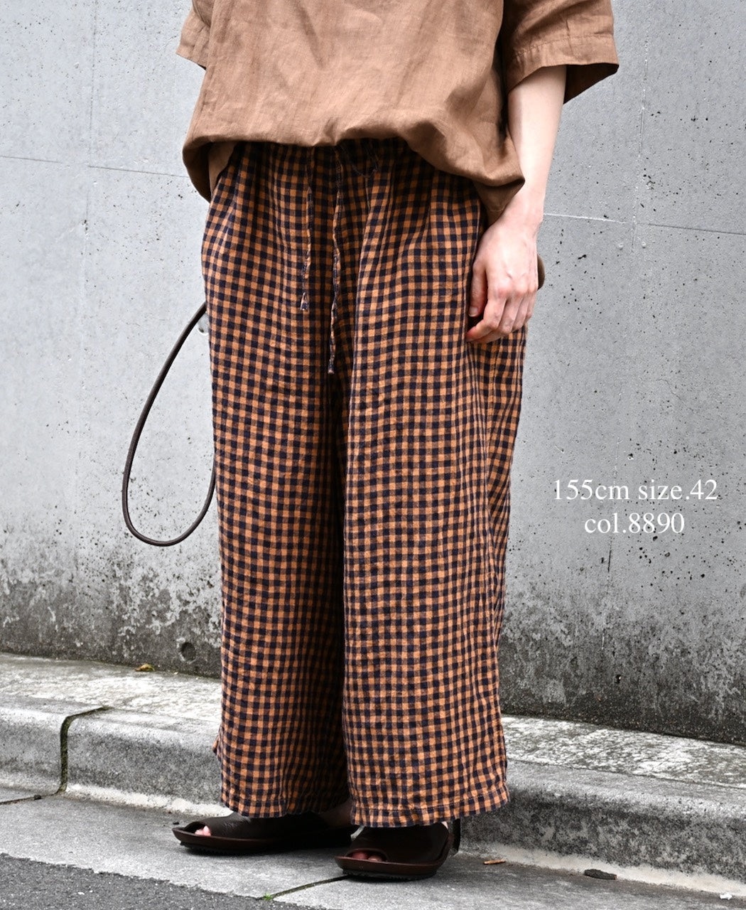 LNHT1713LC LINEN CHECK OVERDYE EASY PANTS