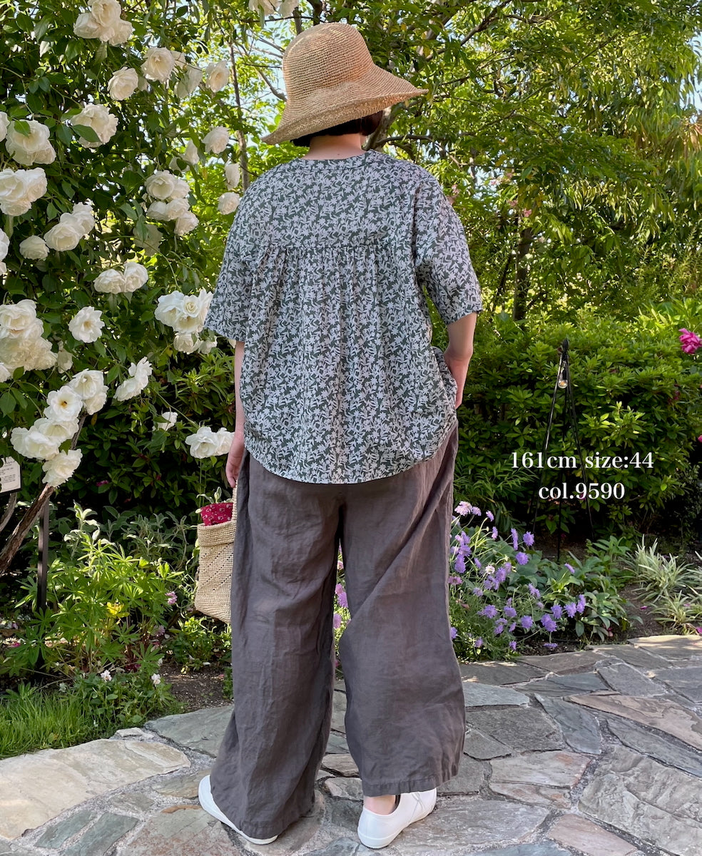 LNHT1713L LINEN PLAIN OVERDYE EASY PANTS
