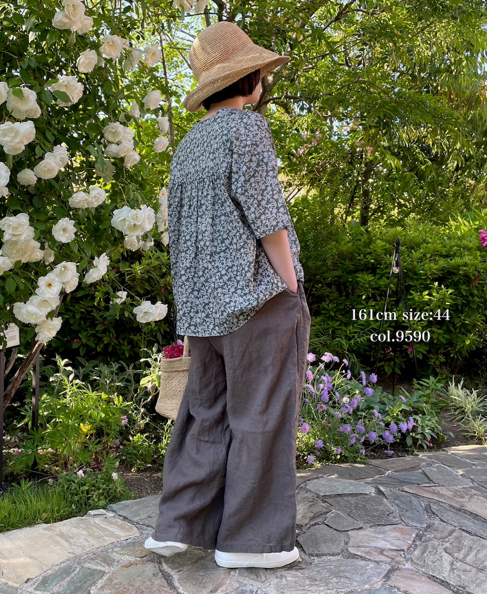 LNHT1713L LINEN PLAIN OVERDYE EASY PANTS