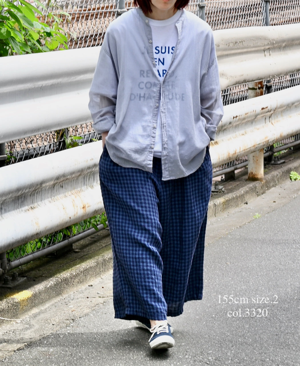 INAM2641GD 60s SINGLE GAUZE PLAIN OVERDYE UTILITY BANDED COLLAR SHIRT