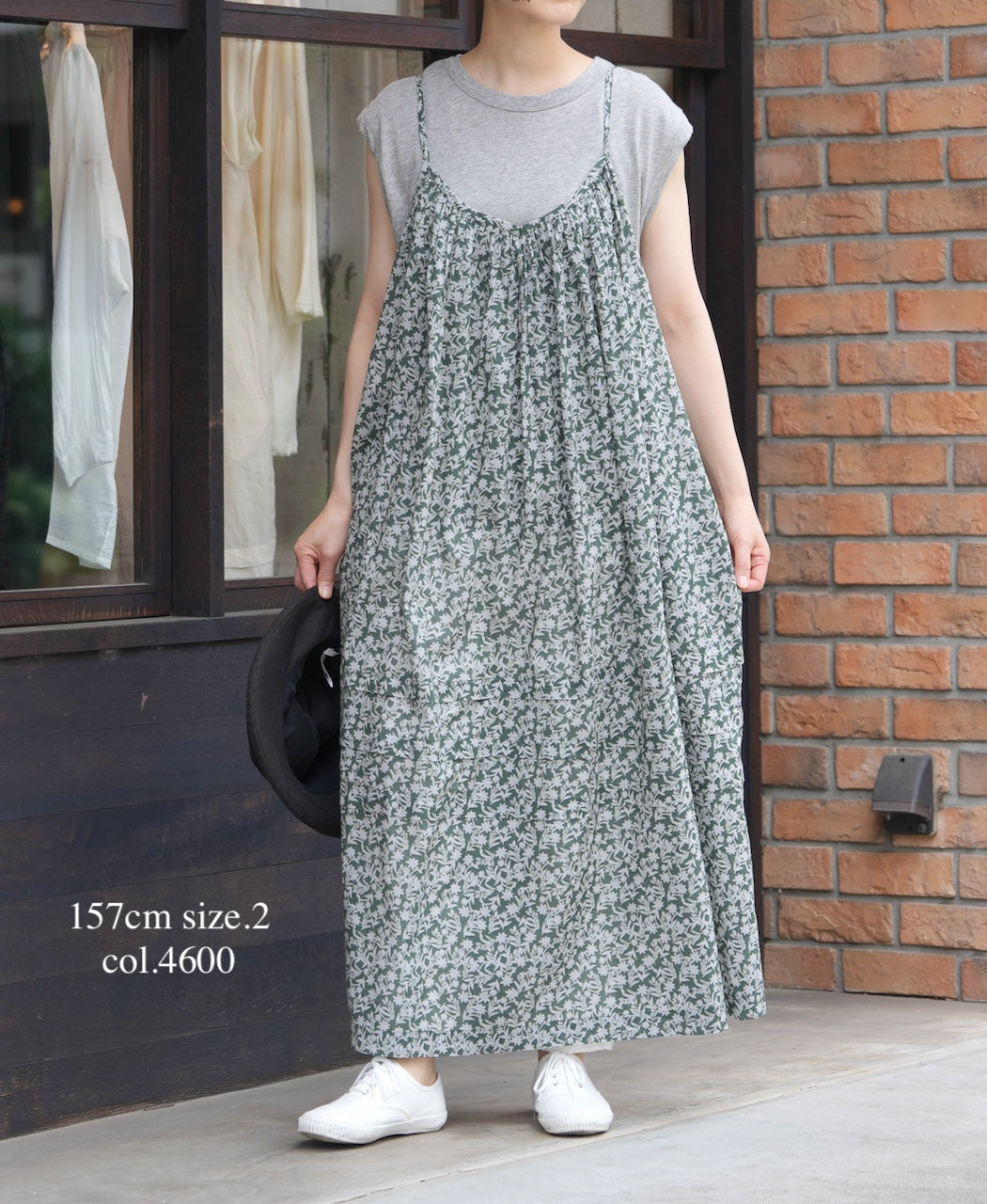 NSL26074 80s VOILE TWO TONE FLOWER PRINT TWO WAY CAMISOLE DRESS