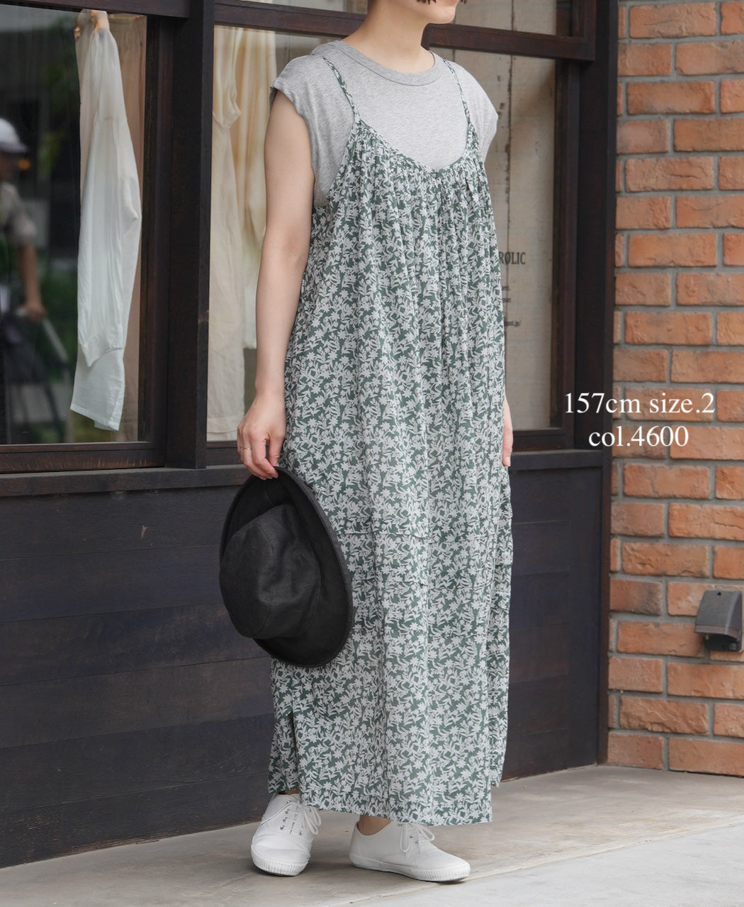 NSL26074 80s VOILE TWO TONE FLOWER PRINT TWO WAY CAMISOLE DRESS