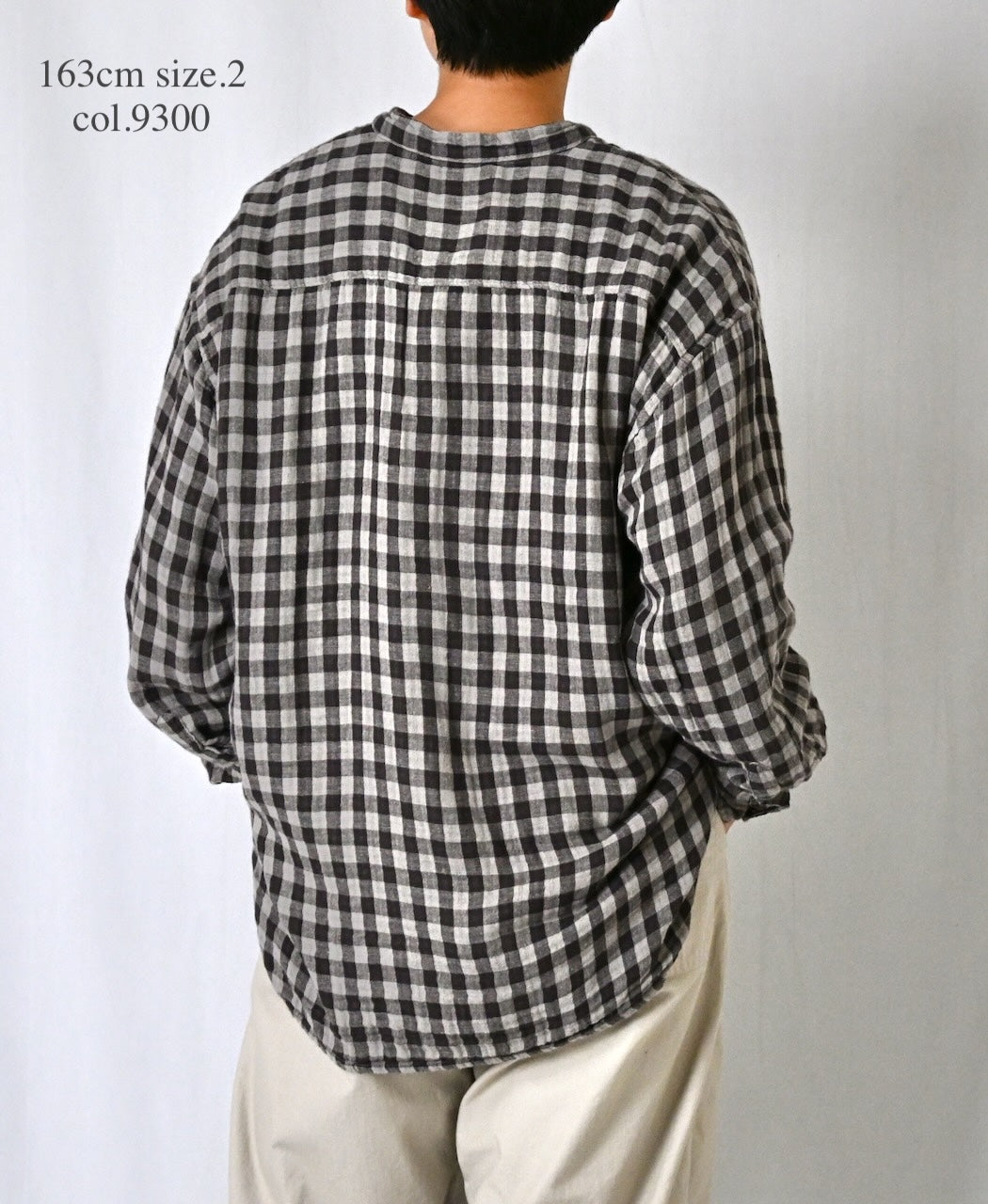 INAM2681DGD COTTON DOUBLE GAUZE CHECK OVERDYE UTILITY BANDED COLLAR SHIRT