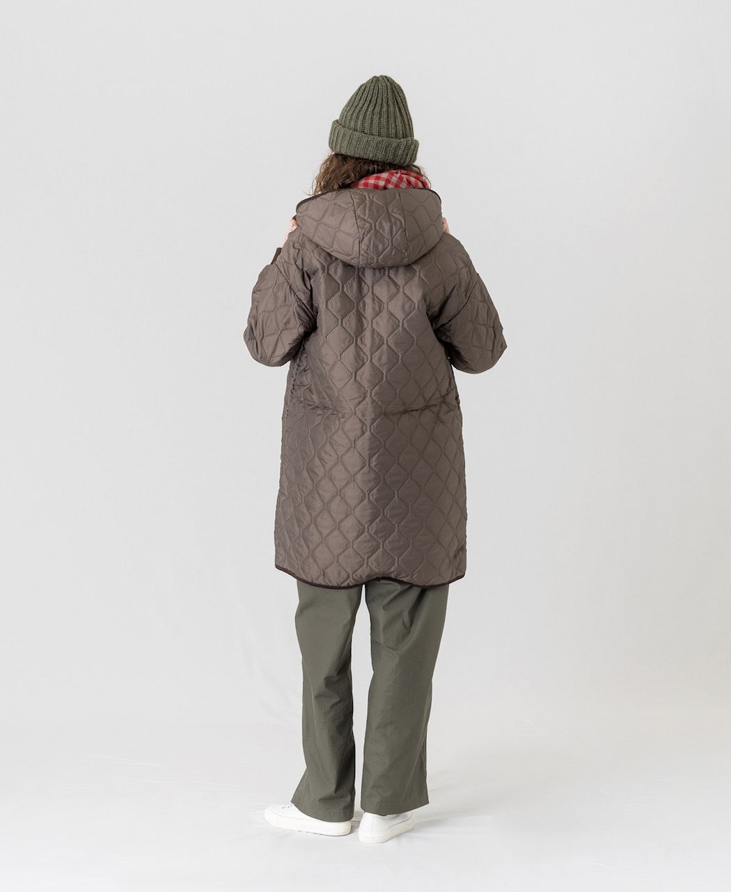 NAM2562PP PLAIN POLYESTER×PLAIN POLYESTER OVERSIZED MID-LENGTH HOODED COAT WITH RIBBED CUFF