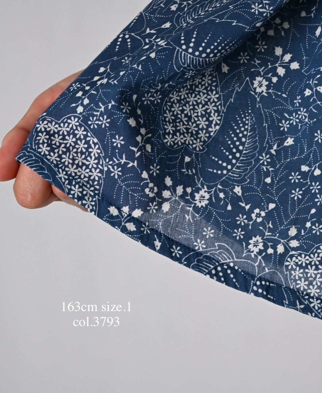NSL26062 80s VOILE LEAF & FLOWER PRINT FRENCH/SL BACK SIDE GATHERED SMOCK