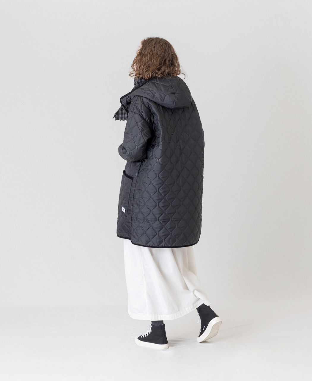 NAM2562PP PLAIN POLYESTER×PLAIN POLYESTER OVERSIZED MID-LENGTH HOODED COAT WITH RIBBED CUFF