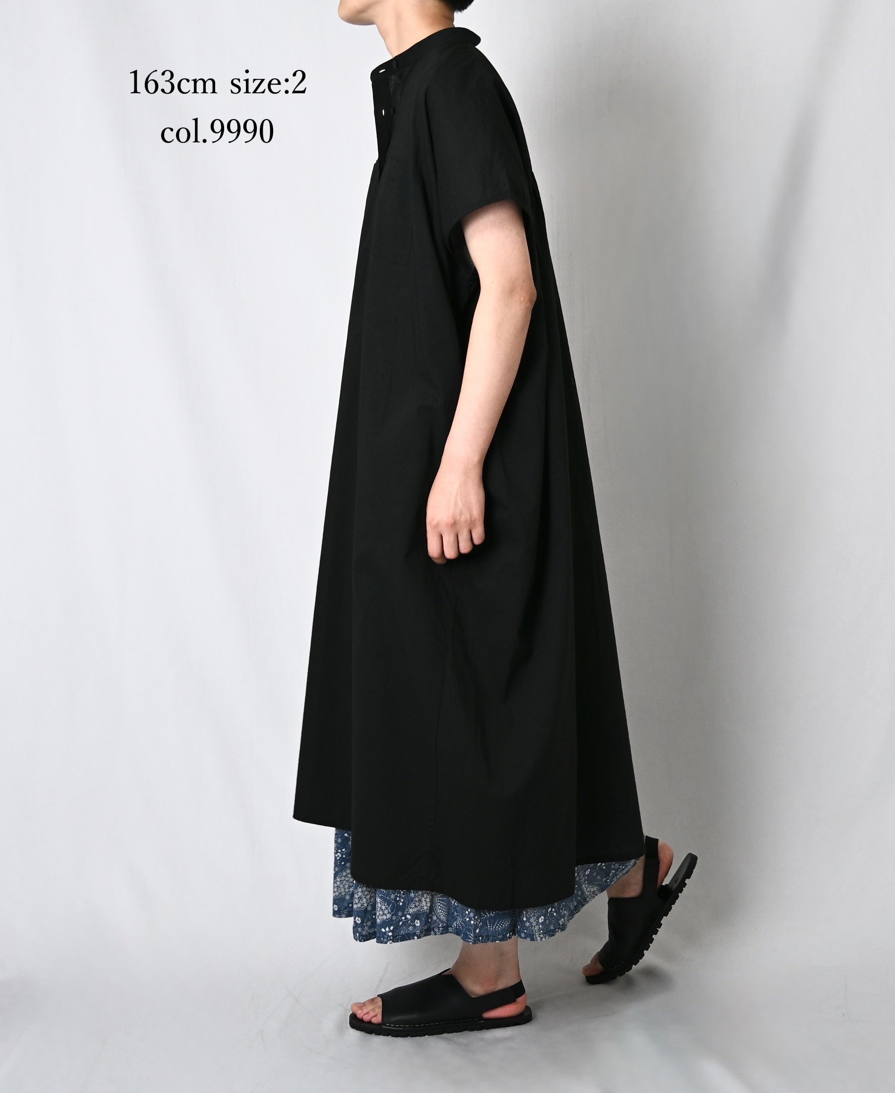 NSL26007 60s CAMBRIC PLAIN BANDED COLLAR FRENCH/SL DRESS