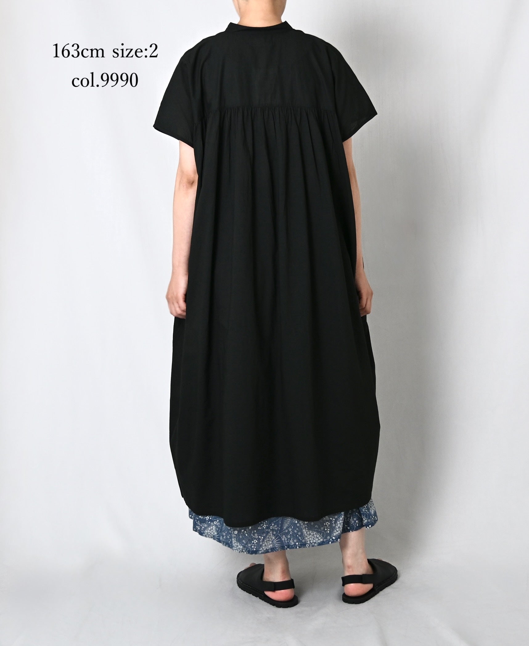 NSL26007 60s CAMBRIC PLAIN BANDED COLLAR FRENCH/SL DRESS
