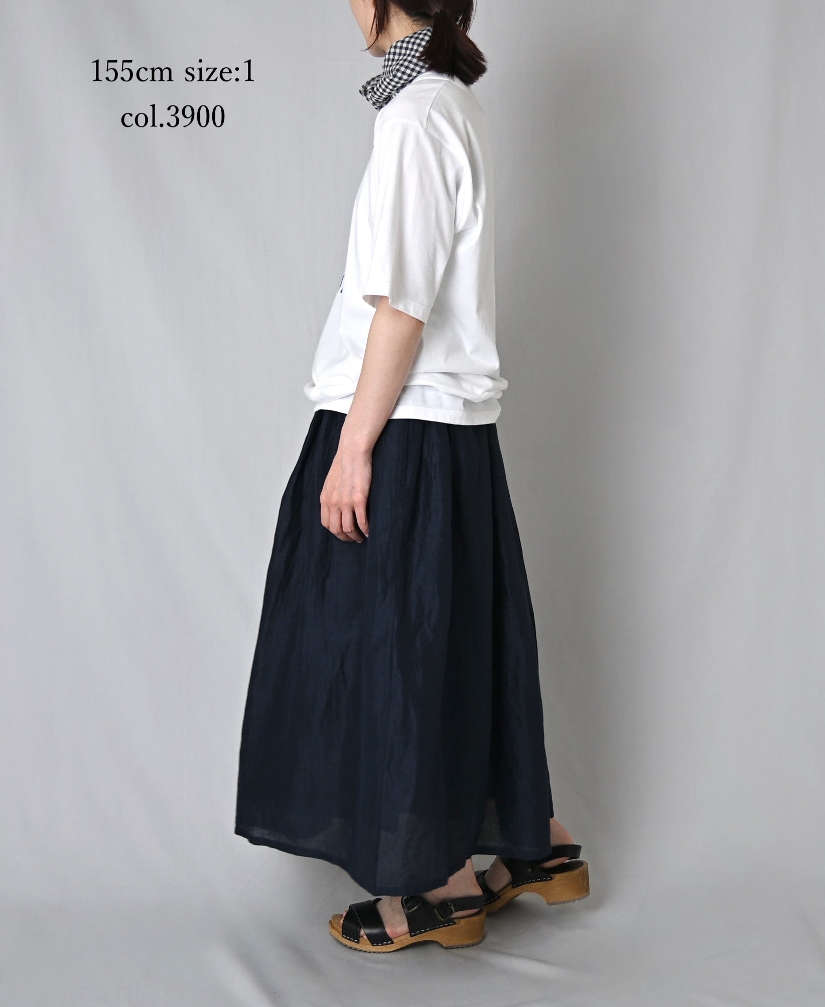 INSL26325 60s AUTO LOOM COTTON/LINEN PLAIN GATHERED SKIRT