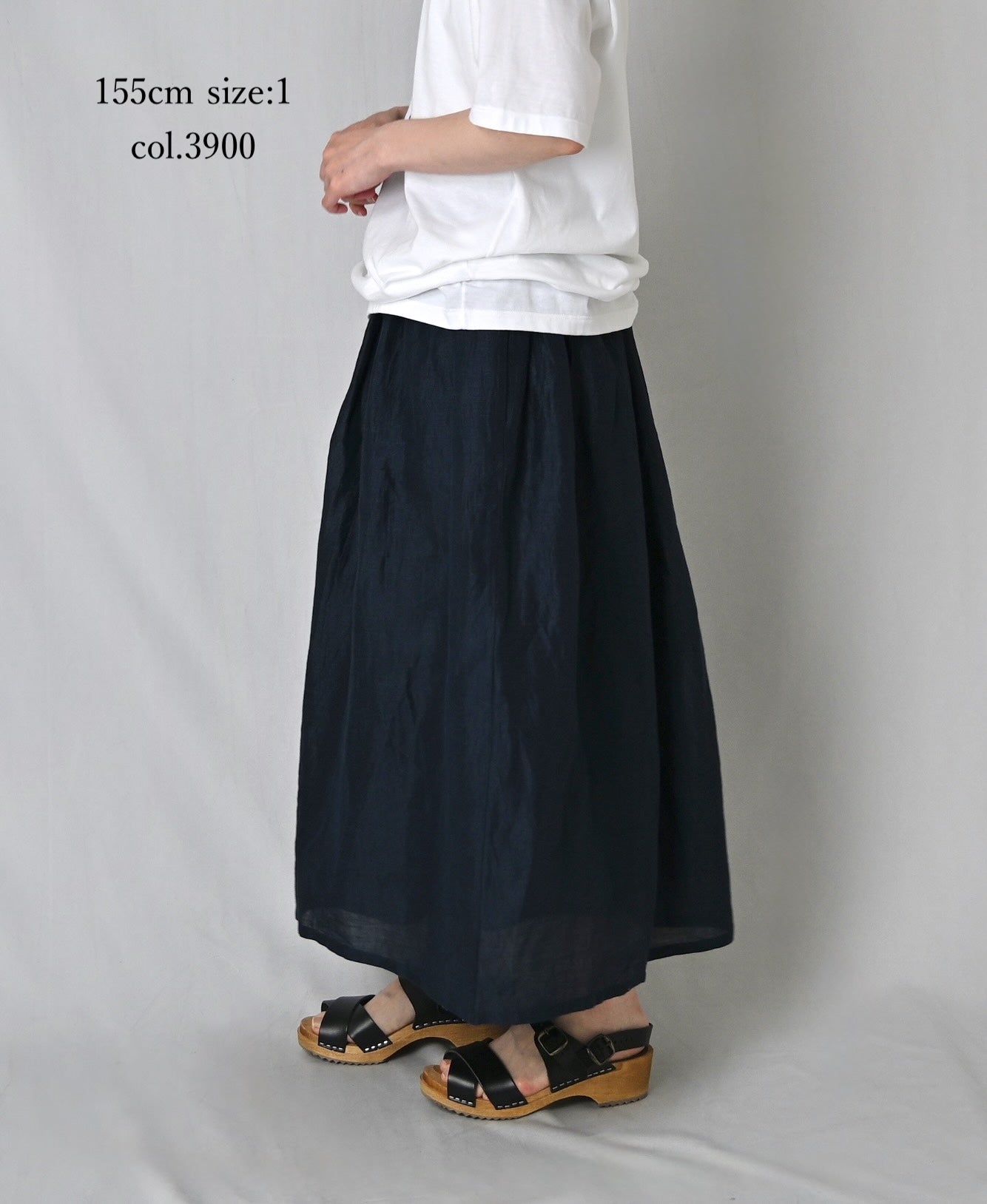 INSL26325 60s AUTO LOOM COTTON/LINEN PLAIN GATHERED SKIRT