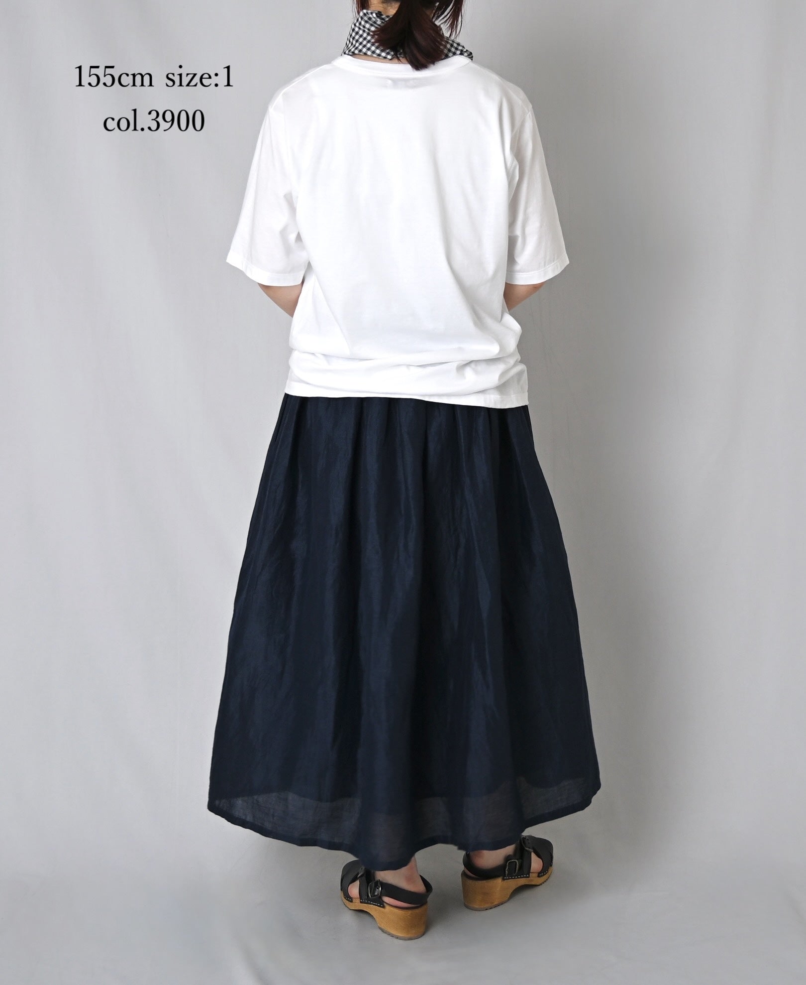 INSL26325 60s AUTO LOOM COTTON/LINEN PLAIN GATHERED SKIRT