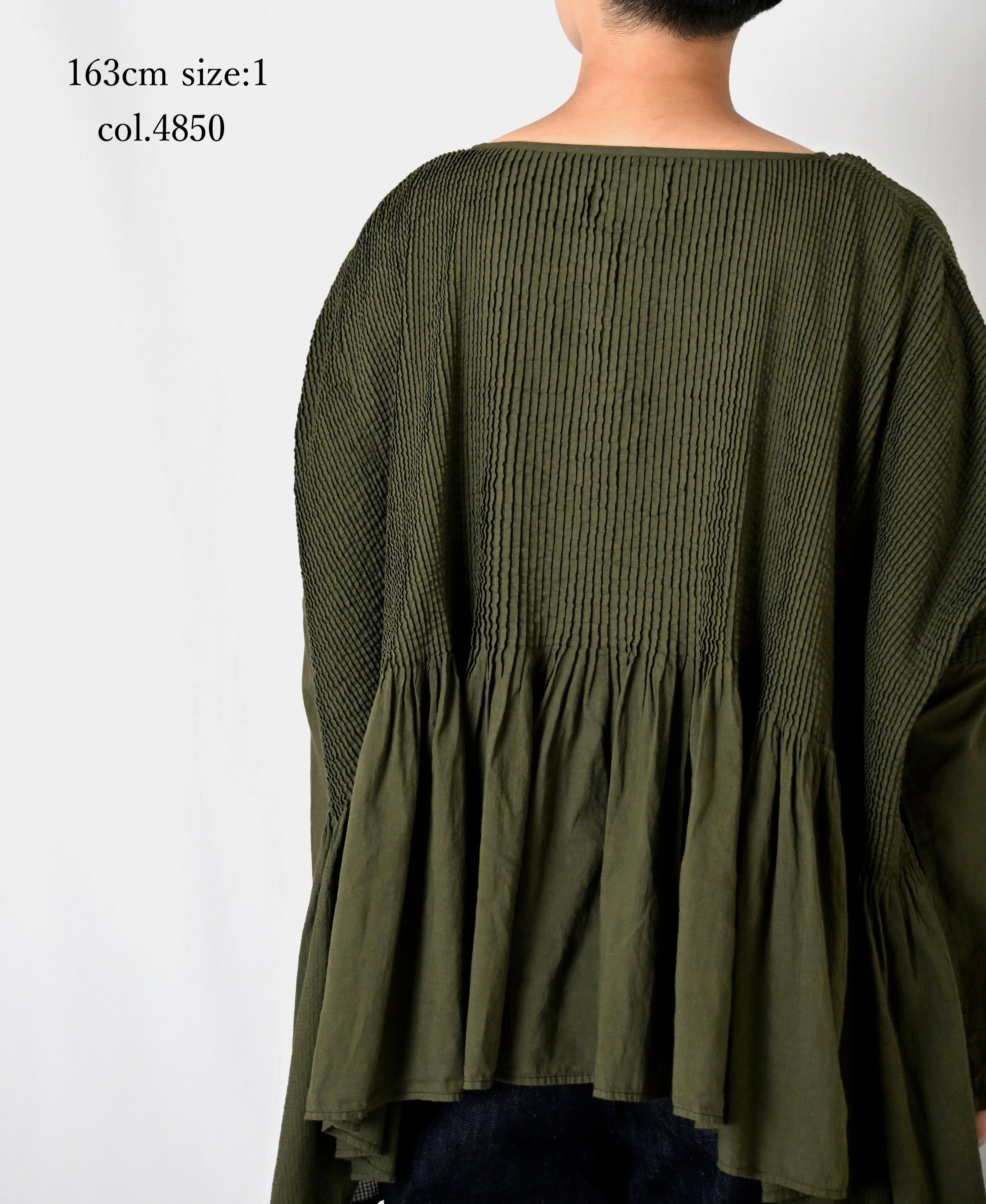 NMDS26601D ORGANIC MICRO CHK&VOILE PLAIN PATCHWORK OVERDYE MINI PINTUCK PULLOVER