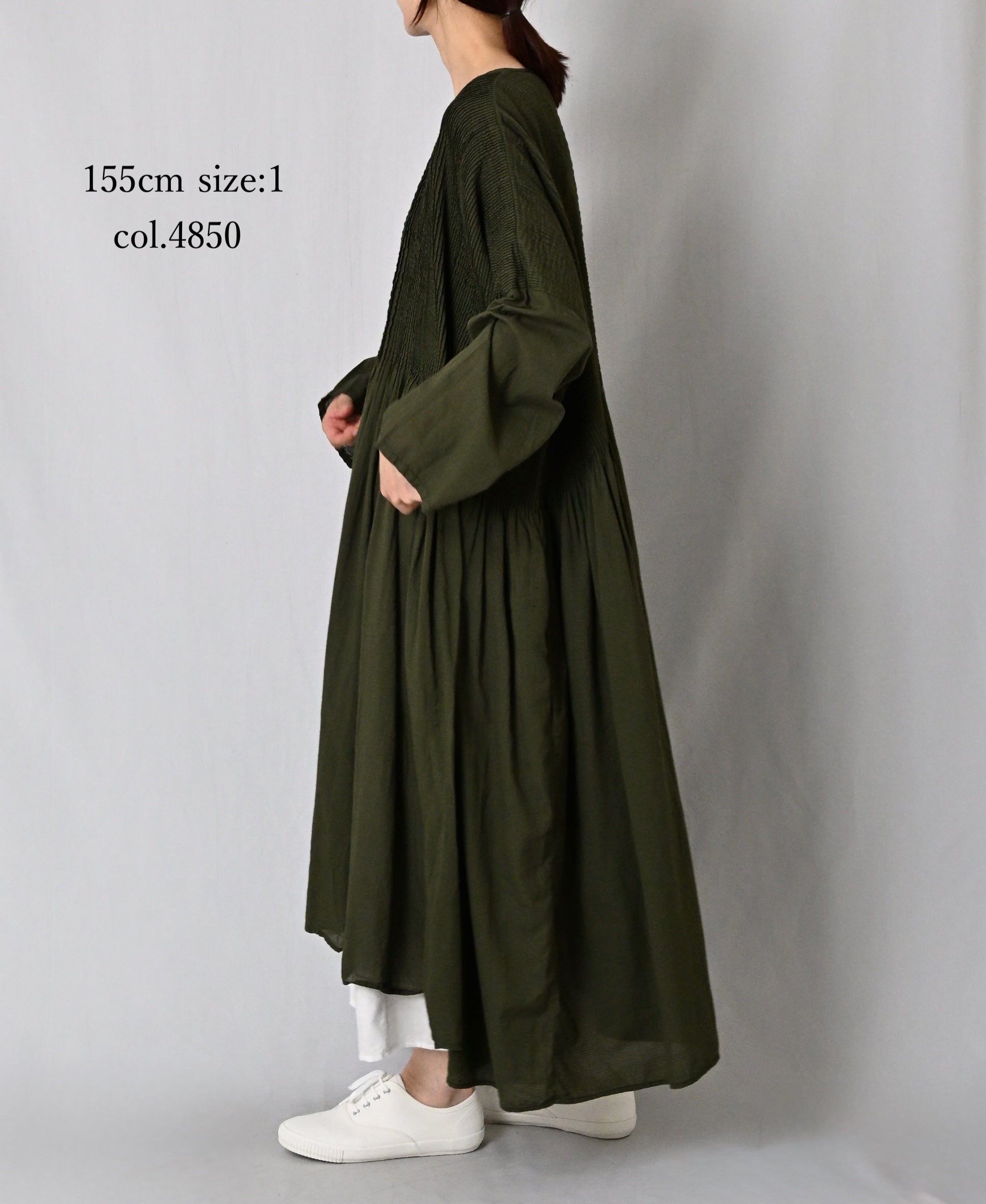NMDS26602D ORGANIC MICRO CHK&VOILE PLAIN PATCHWORK OVERDYE PINTUCK PULLOVER DRESS