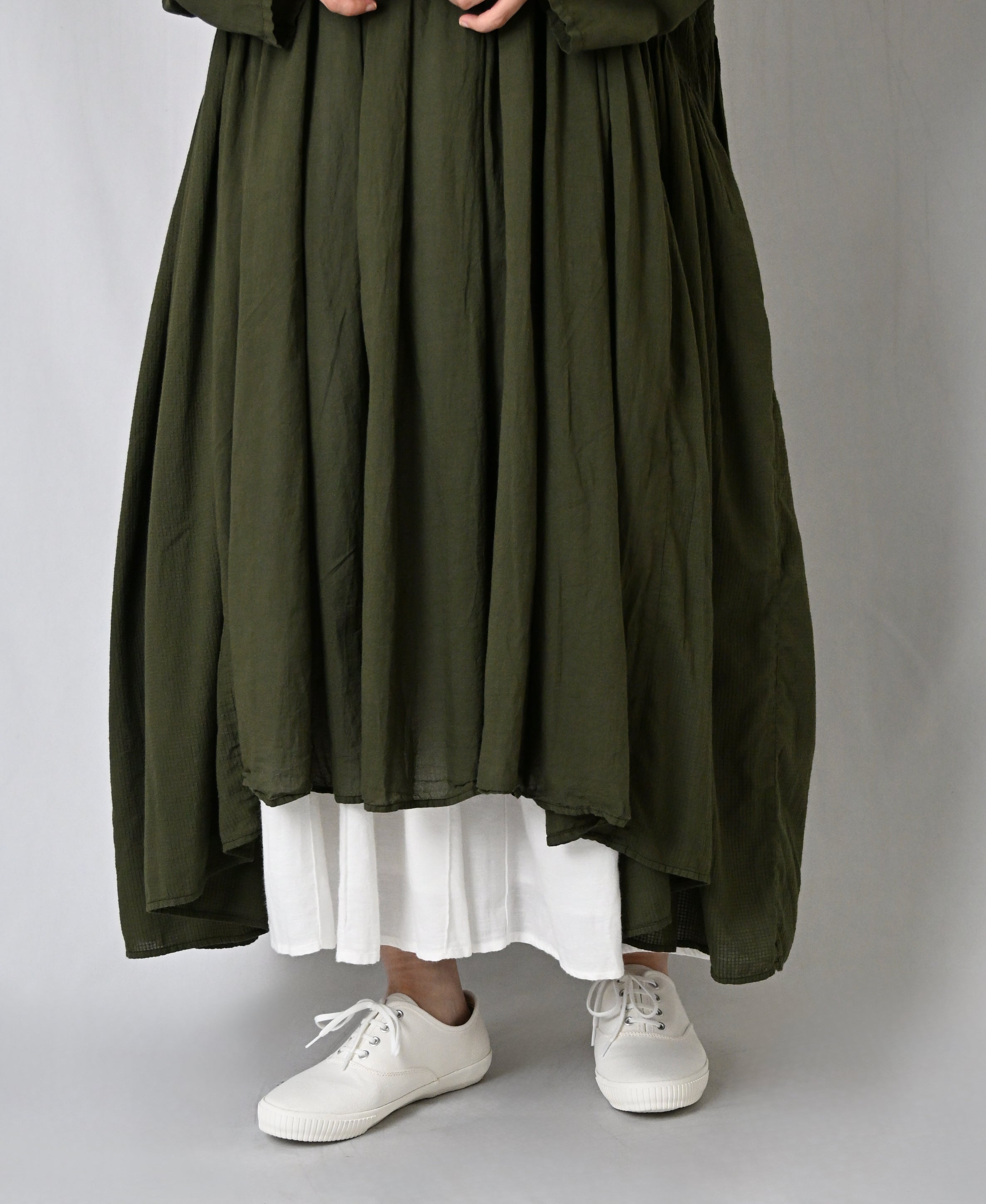 NMDS26602D ORGANIC MICRO CHK&VOILE PLAIN PATCHWORK OVERDYE PINTUCK PULLOVER DRESS